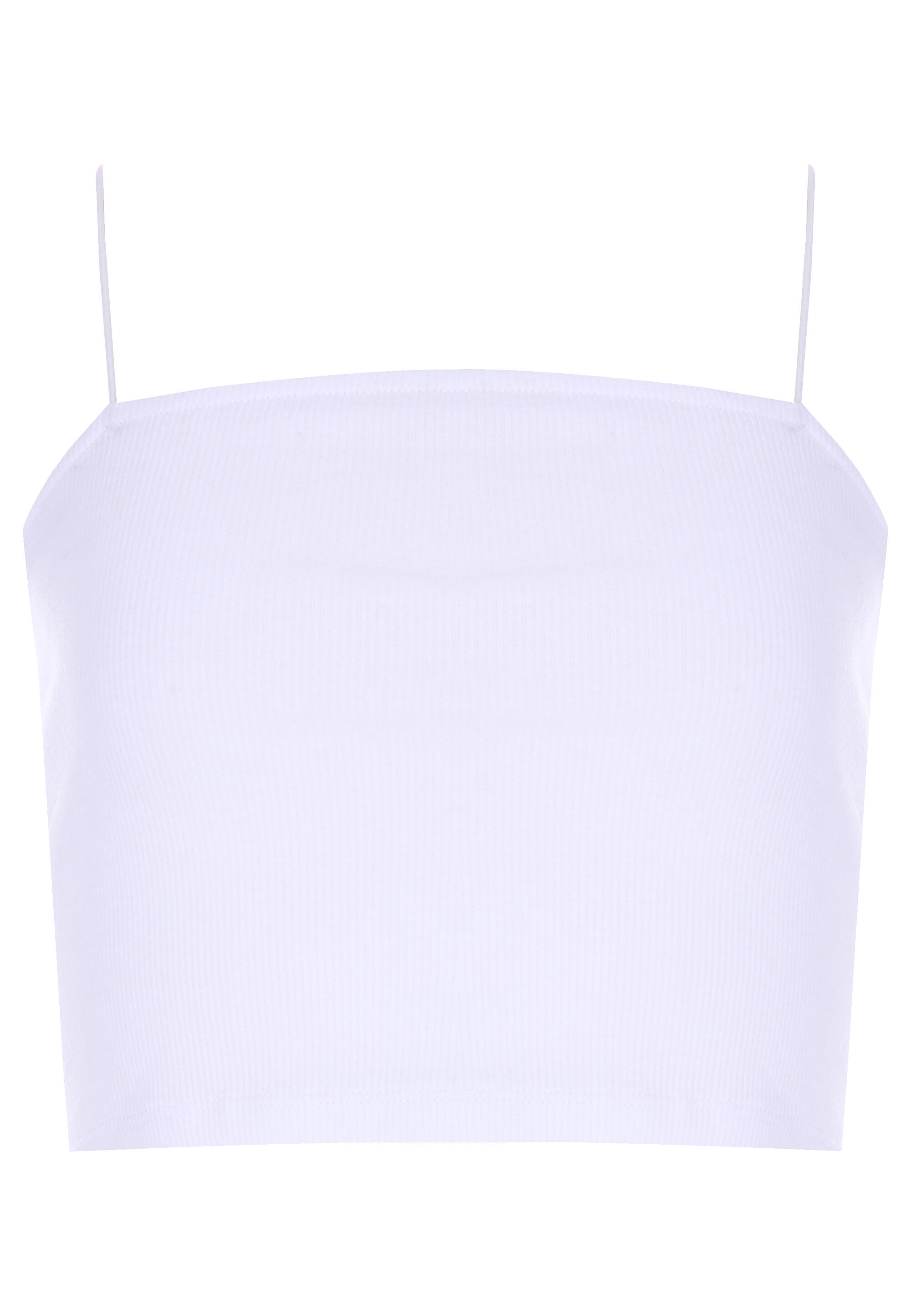 Older Girls White Plain Ribbed Cami Top