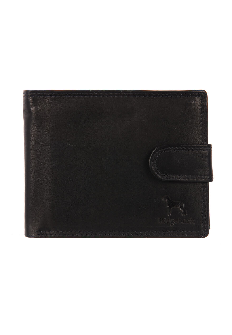 Mens Black Ridgeback Tri Fold Leather Wallet