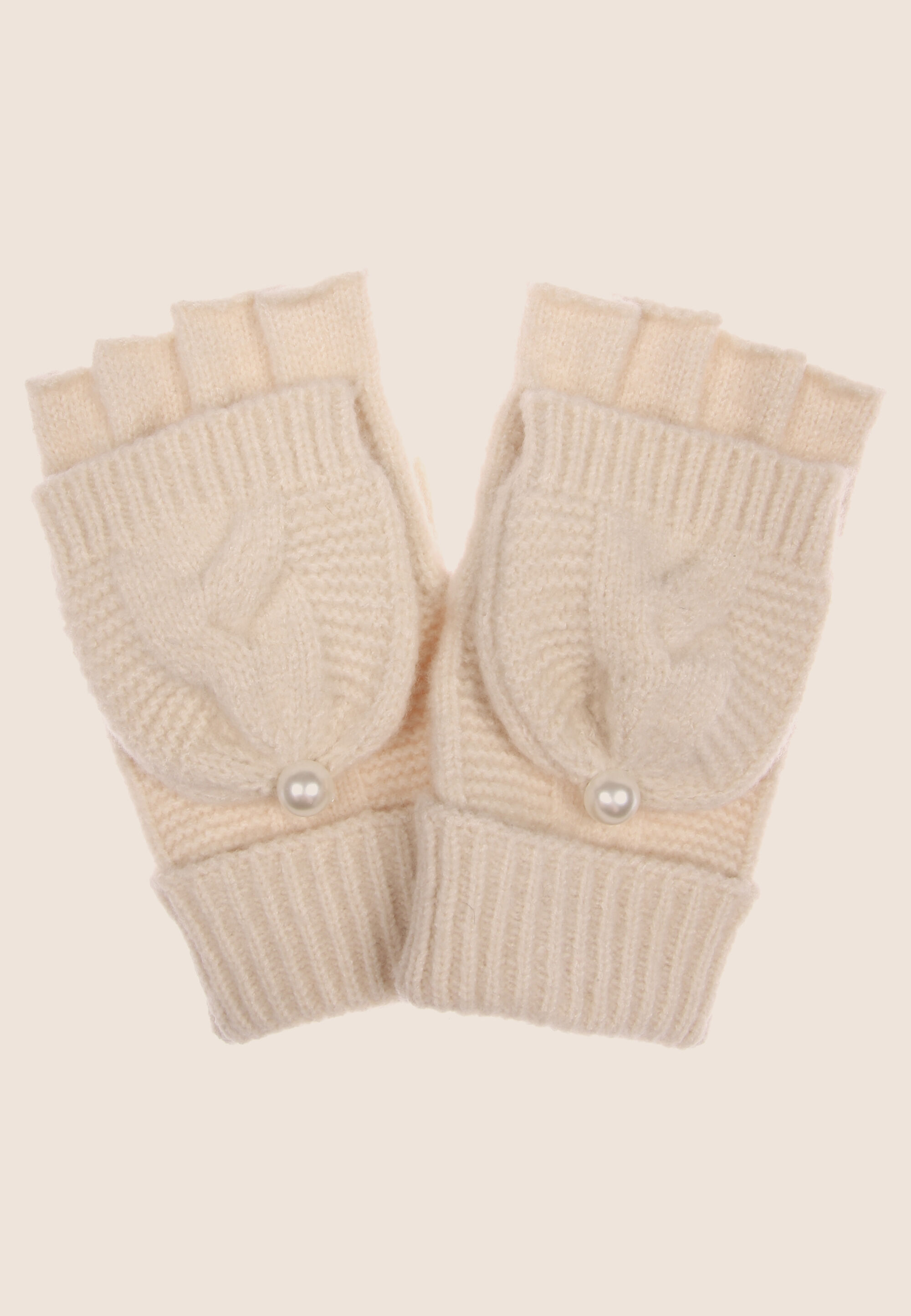 Womens Cream Fliptop Gloves