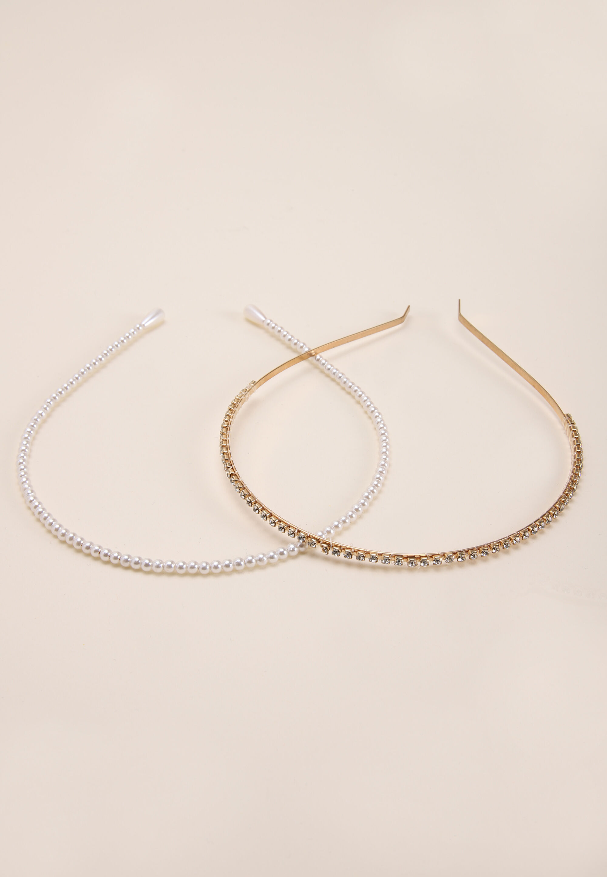 Womens 2pk Pearl and Diamante Metal Hair Bands