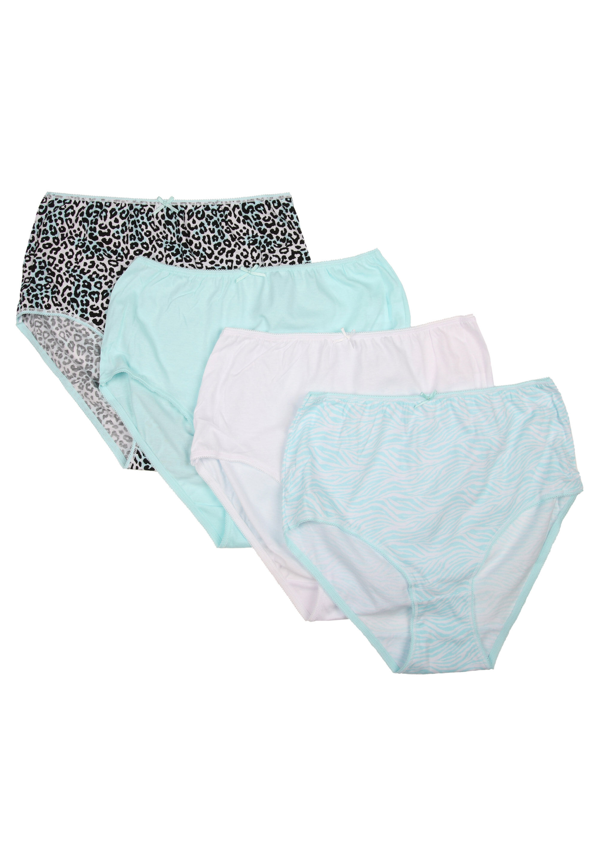 Womens 4pk Mint Animal Print Full Briefs
