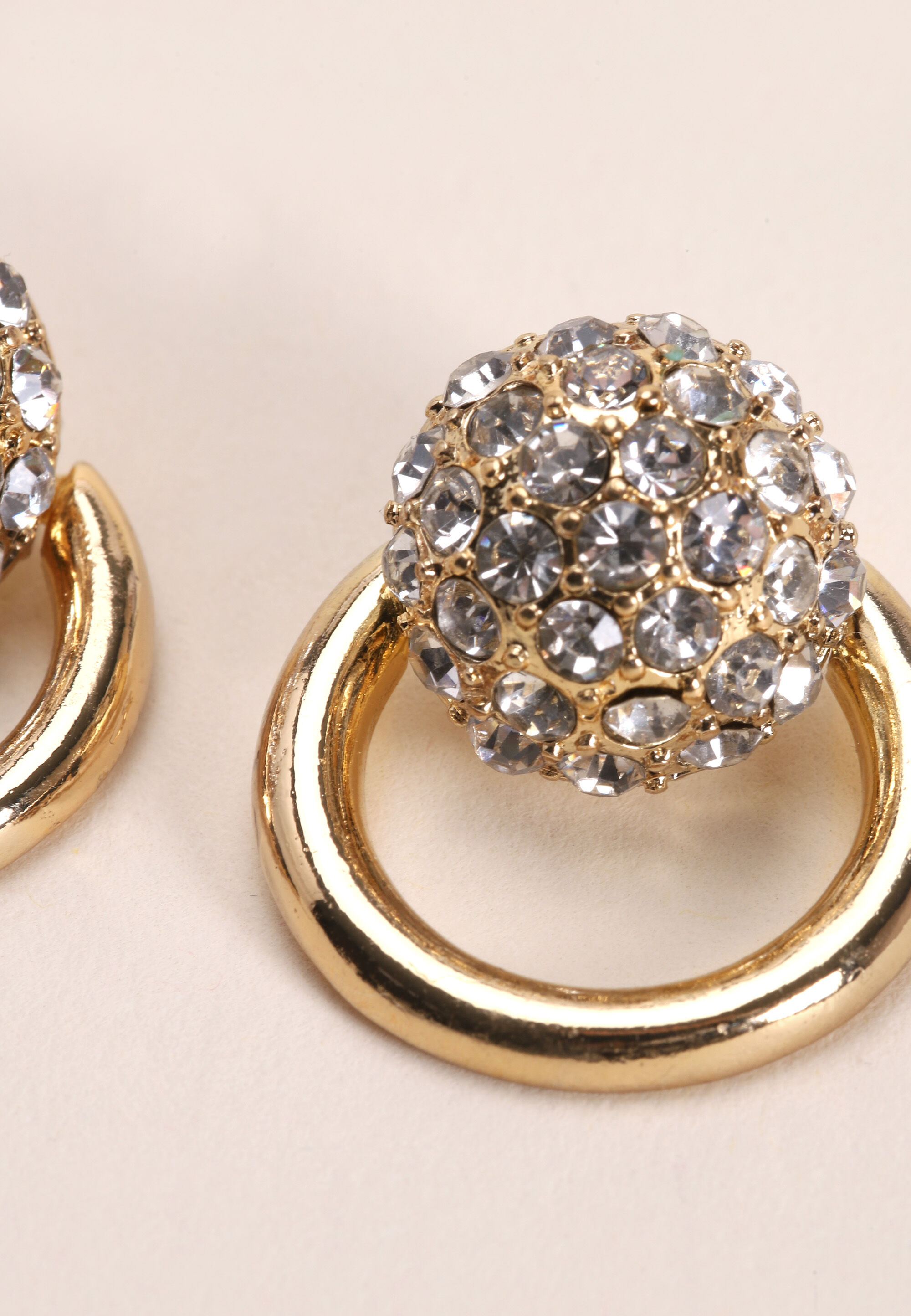 Womens Gold Diamante Door Knocker Earrings