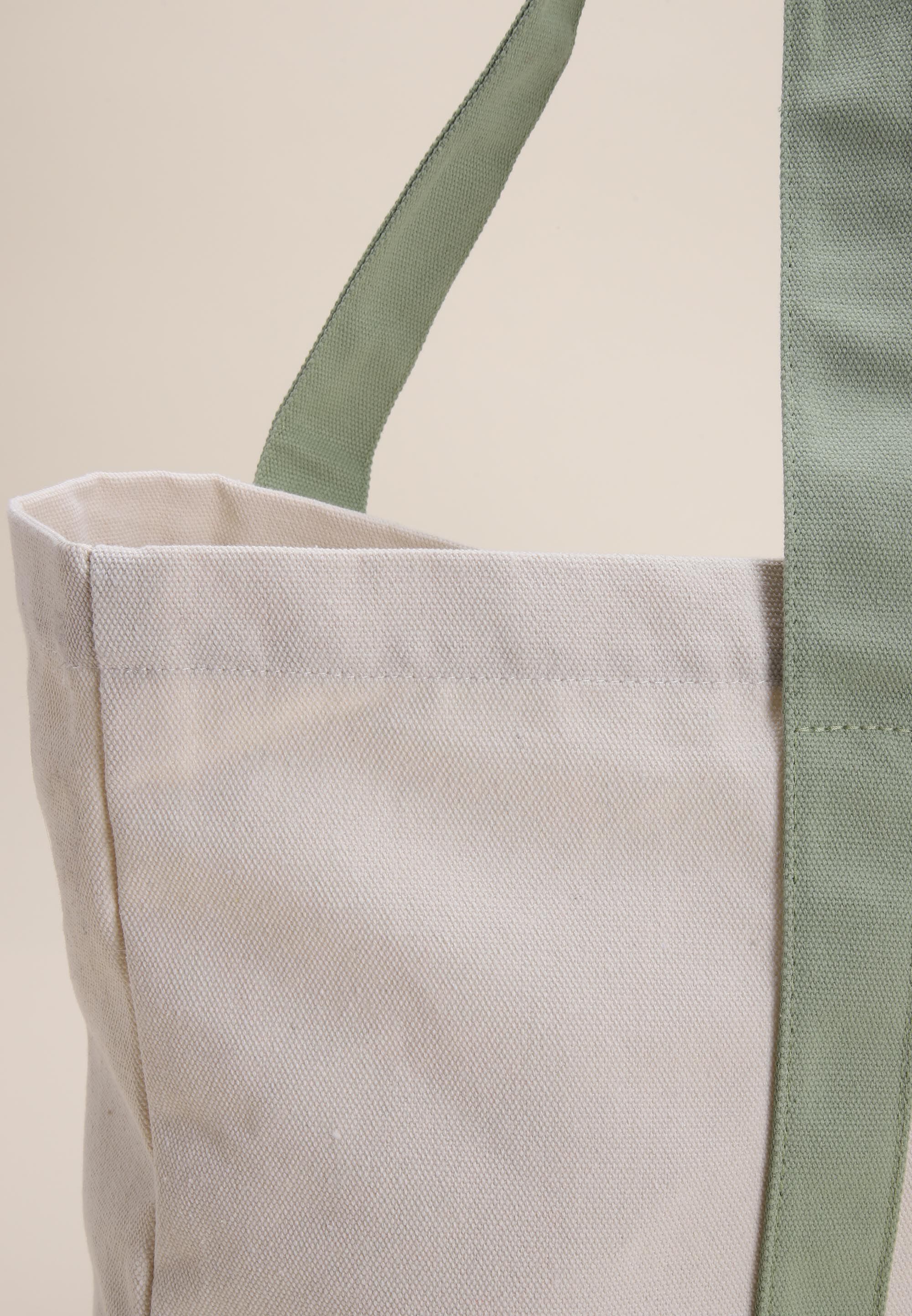 Womens Natural & Sage Canvas Slogan Tote Bag