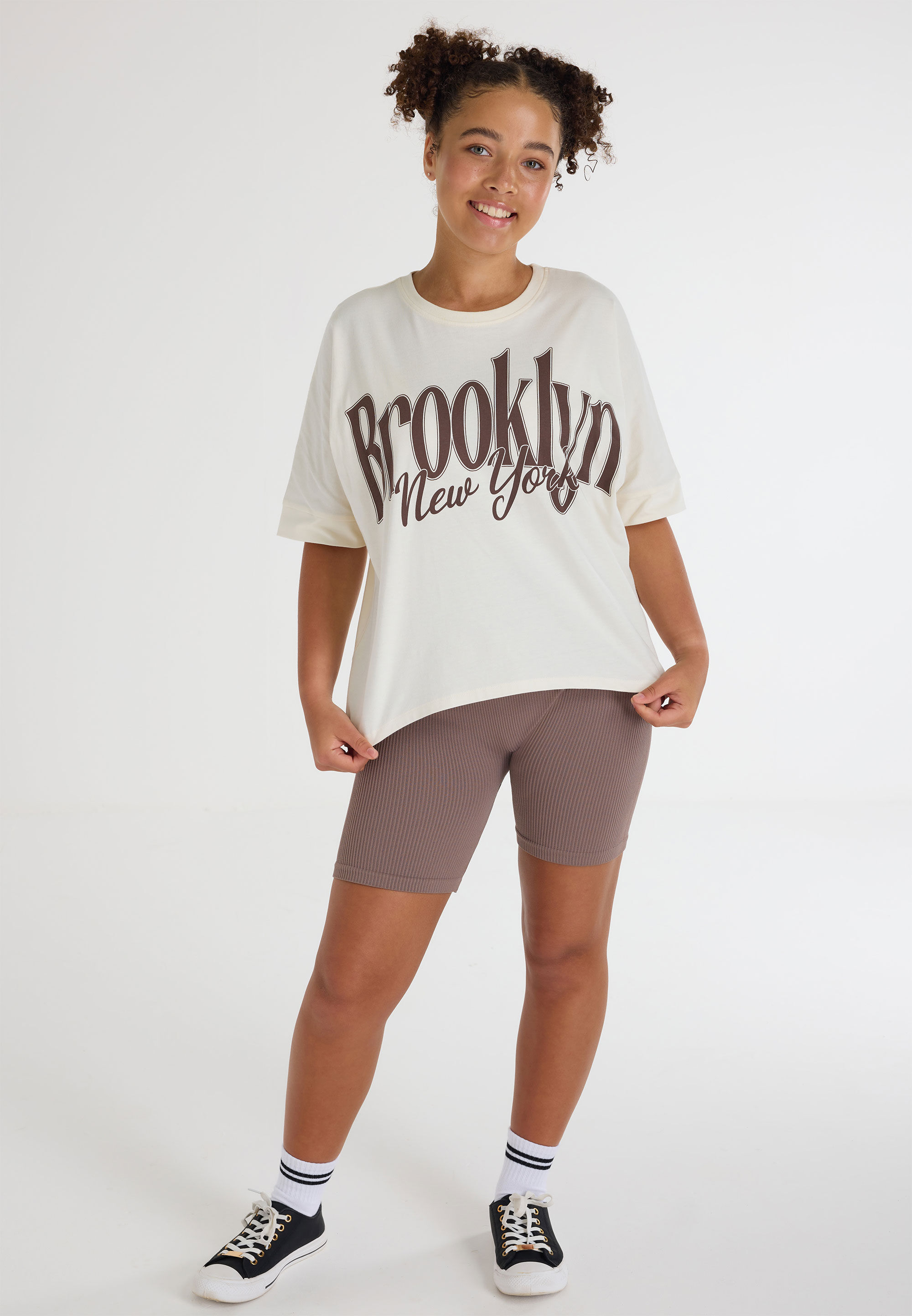 Older Girls Stone Brooklyn Graphic Slogan T-Shirt