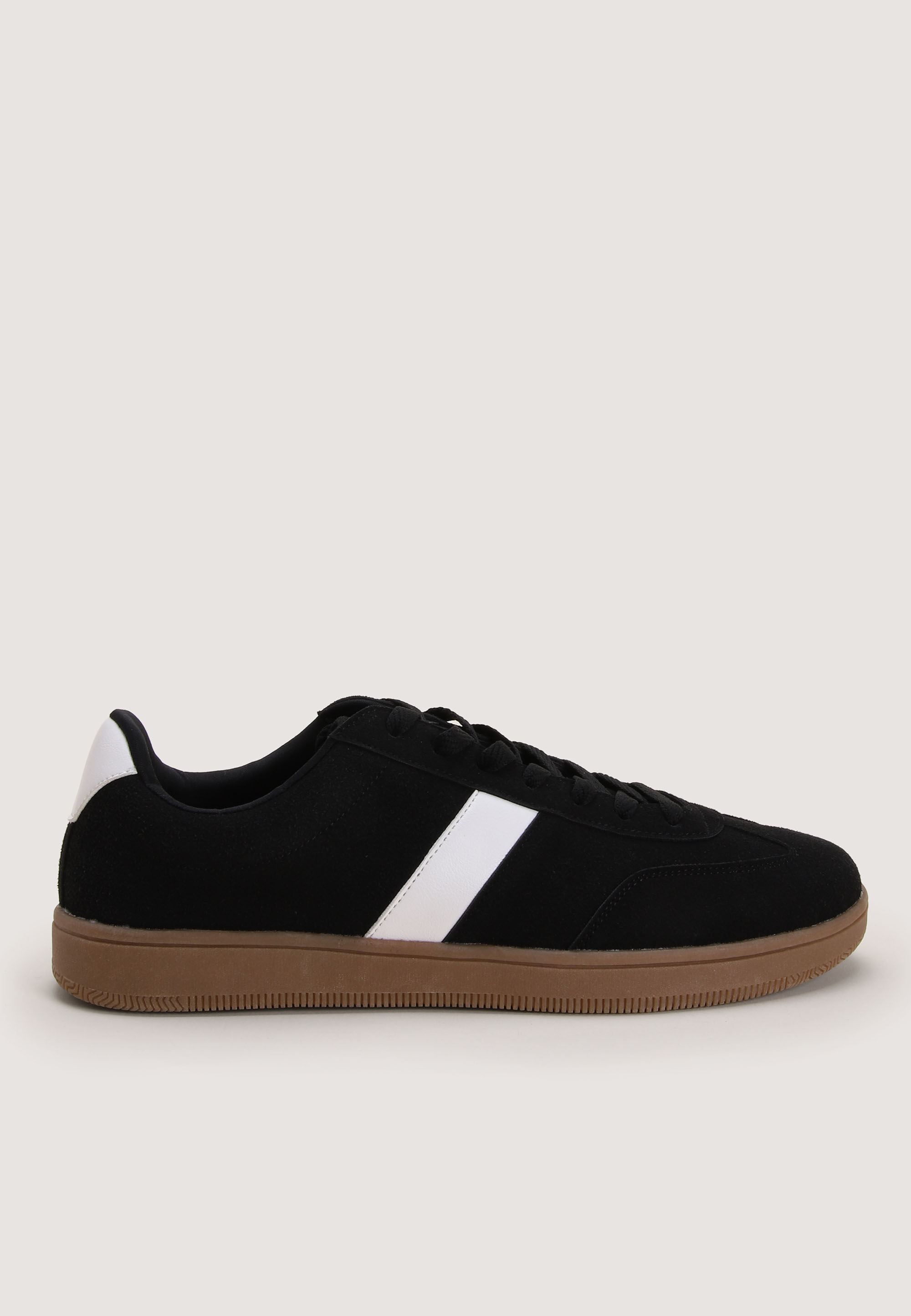 Mens Black Casual Stripe Trainer