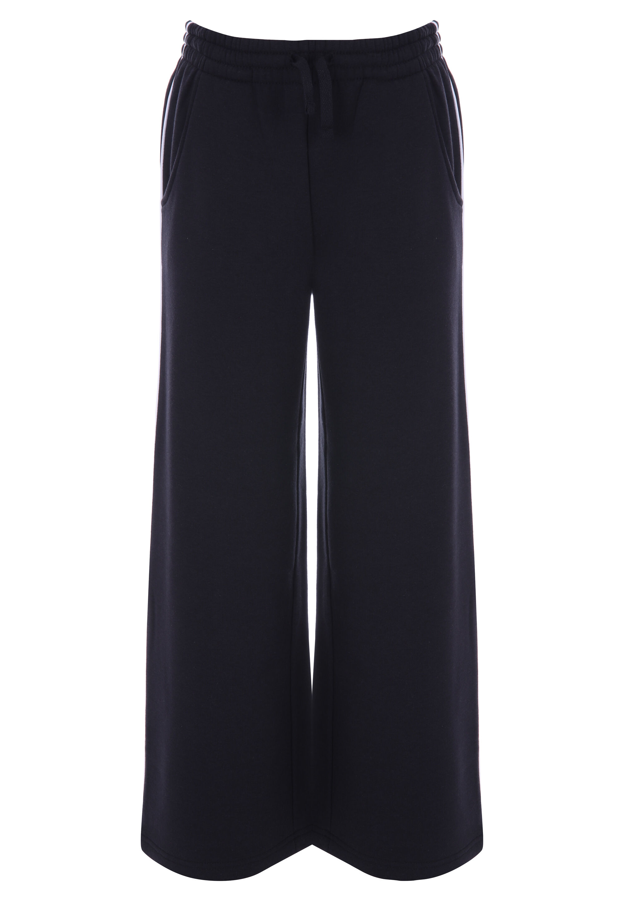 Older Girls Black & White Piped Wide Leg Joggers