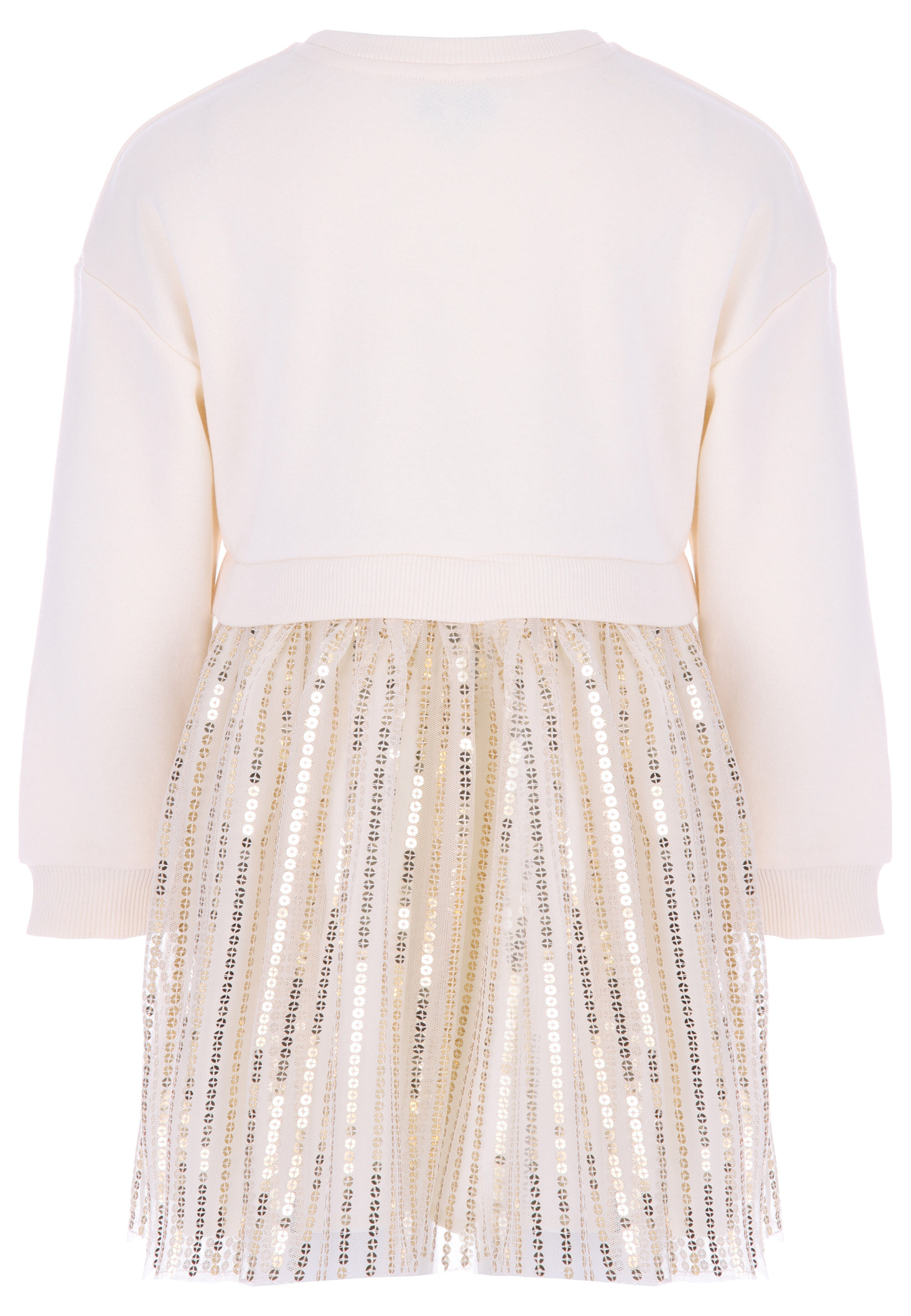 Younger Girls Cream Star Sequin Dress