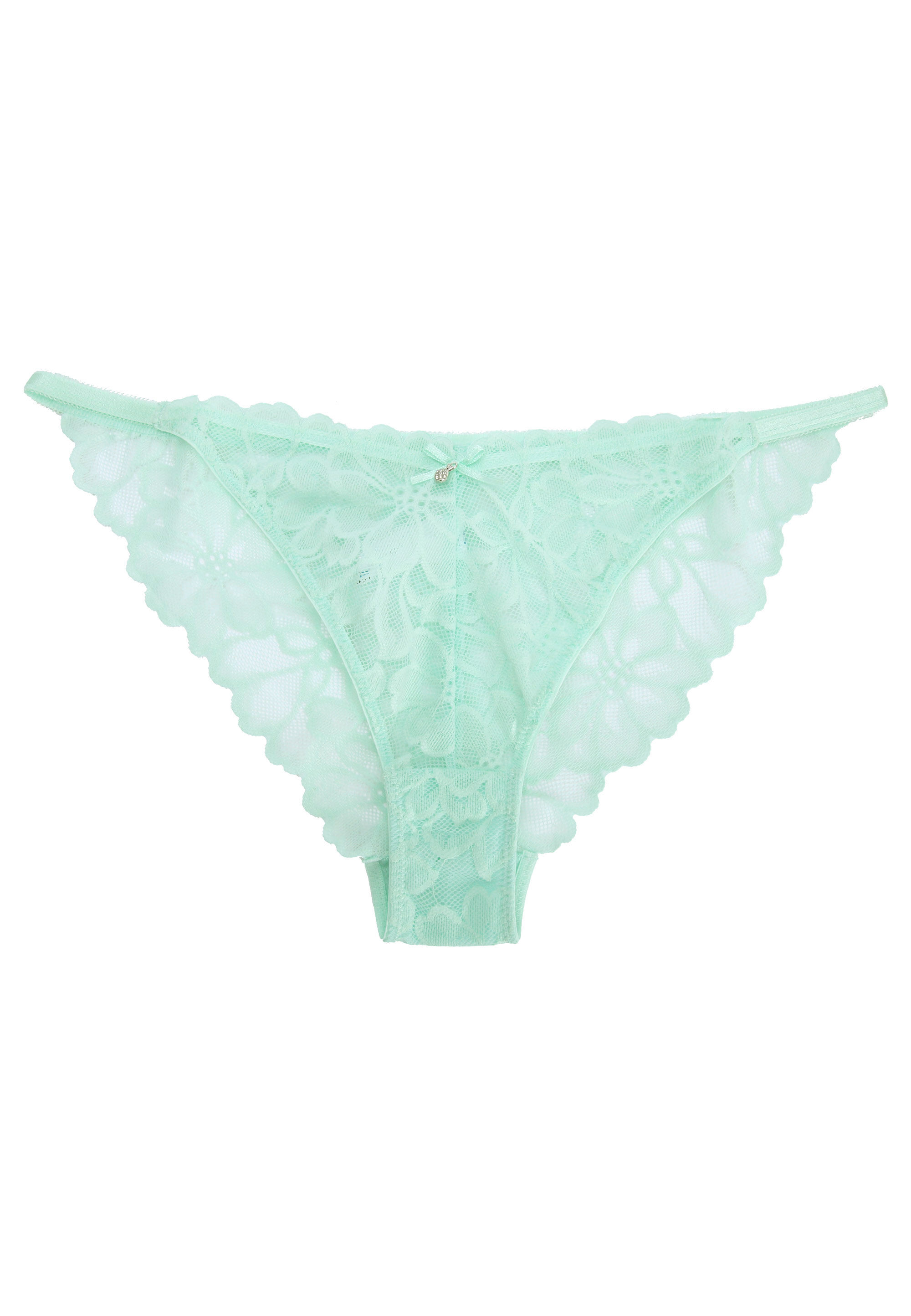 Womens Mint Tanga Lace Floral Briefs