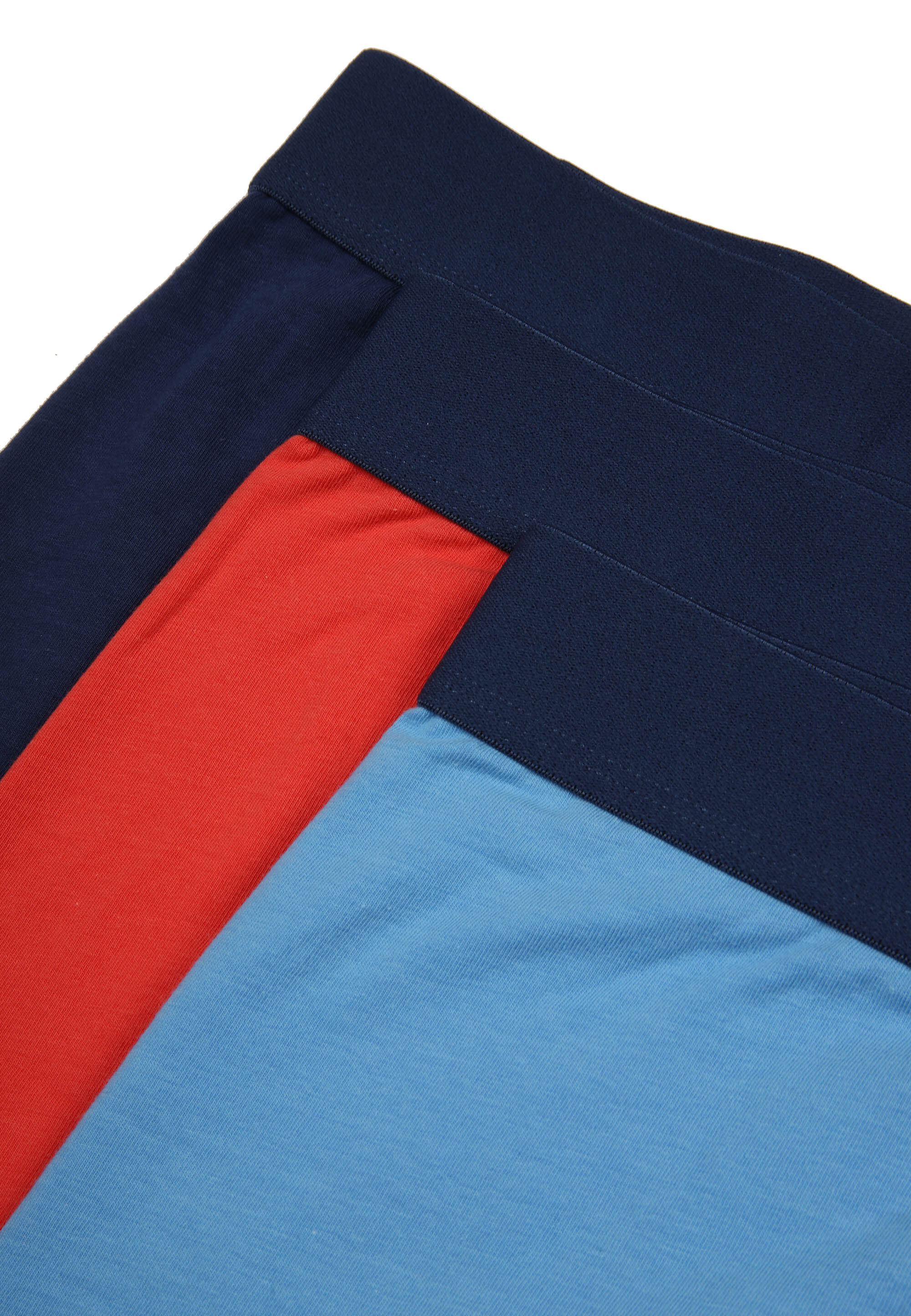 Mens 3pk Blue & Red Plain Hipster Stretch Trunks