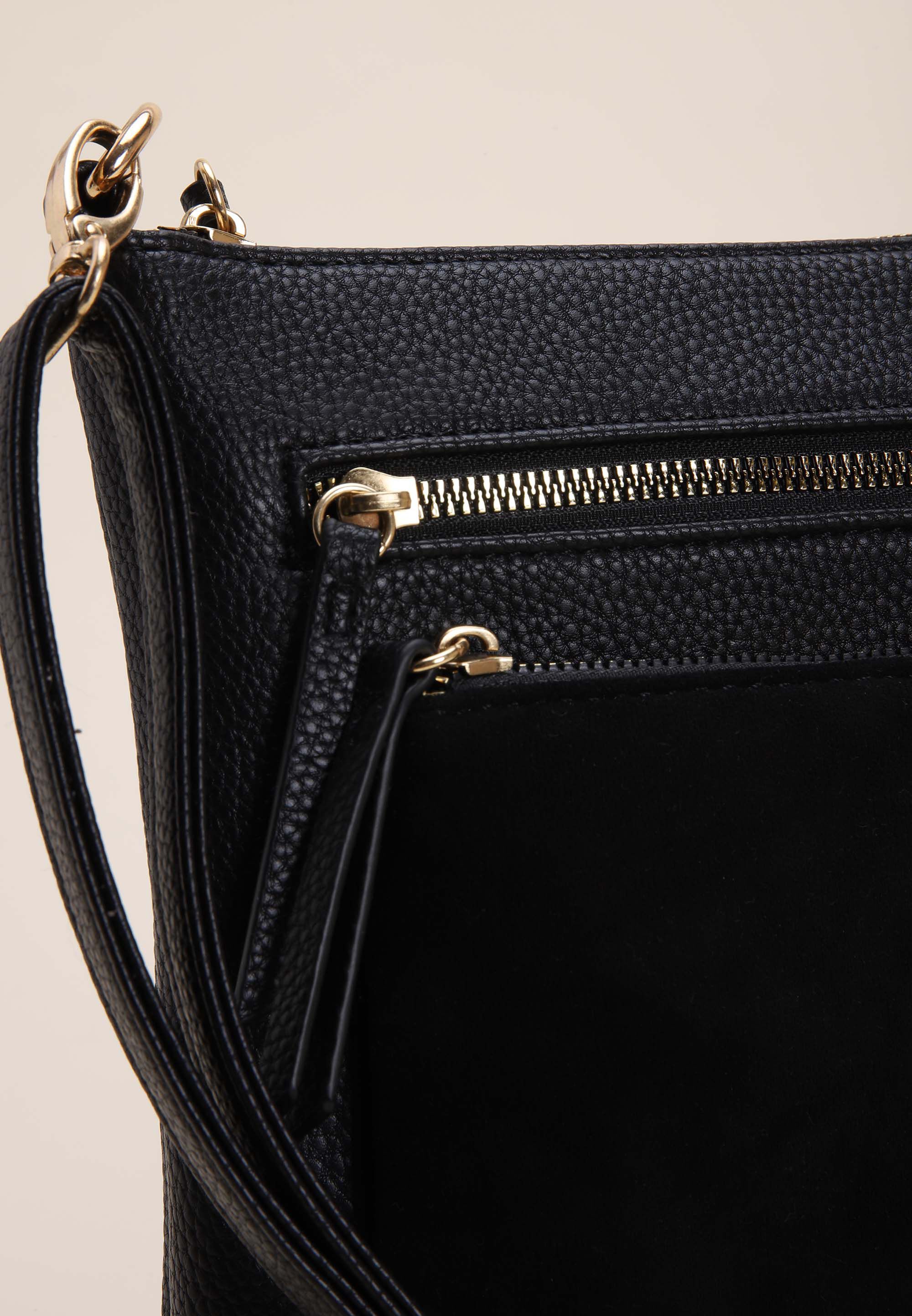 Womens Black Tessa Cross Body Bag with Zip