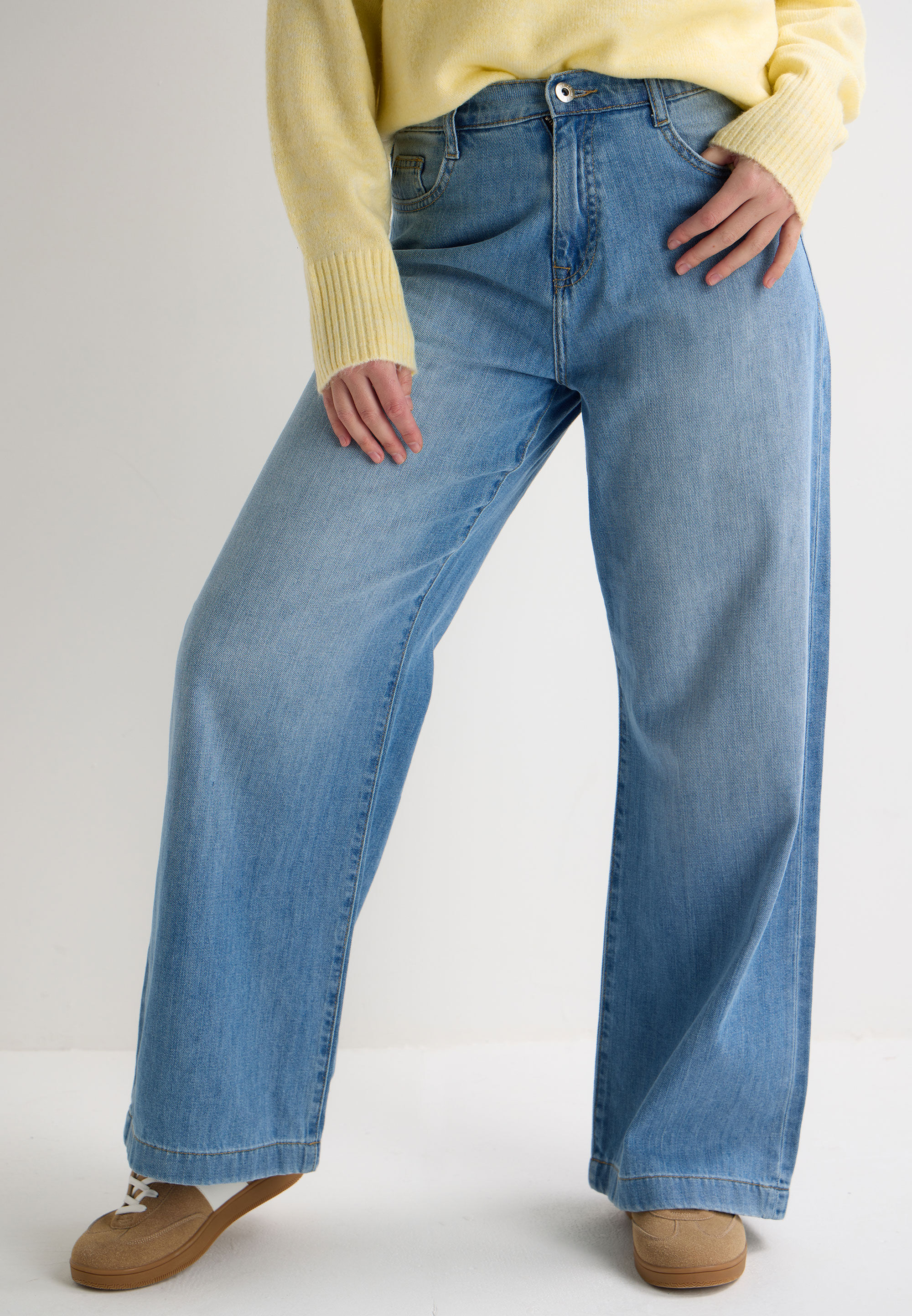 Womens Light Blue Wide Leg Palazzo Jeans