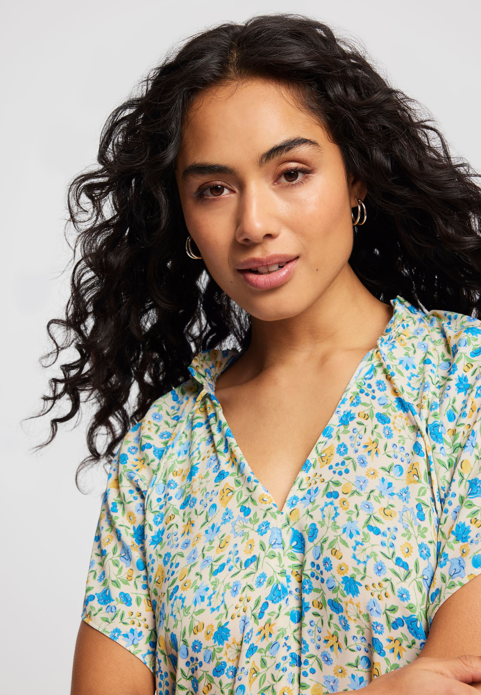 Womens Assorted Ditsy Angel Sleeve Blouse