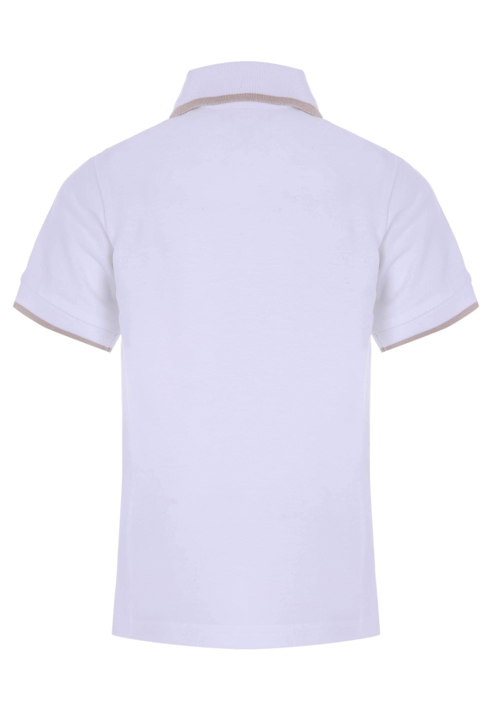Younger Boys White Pique Polo Shirt