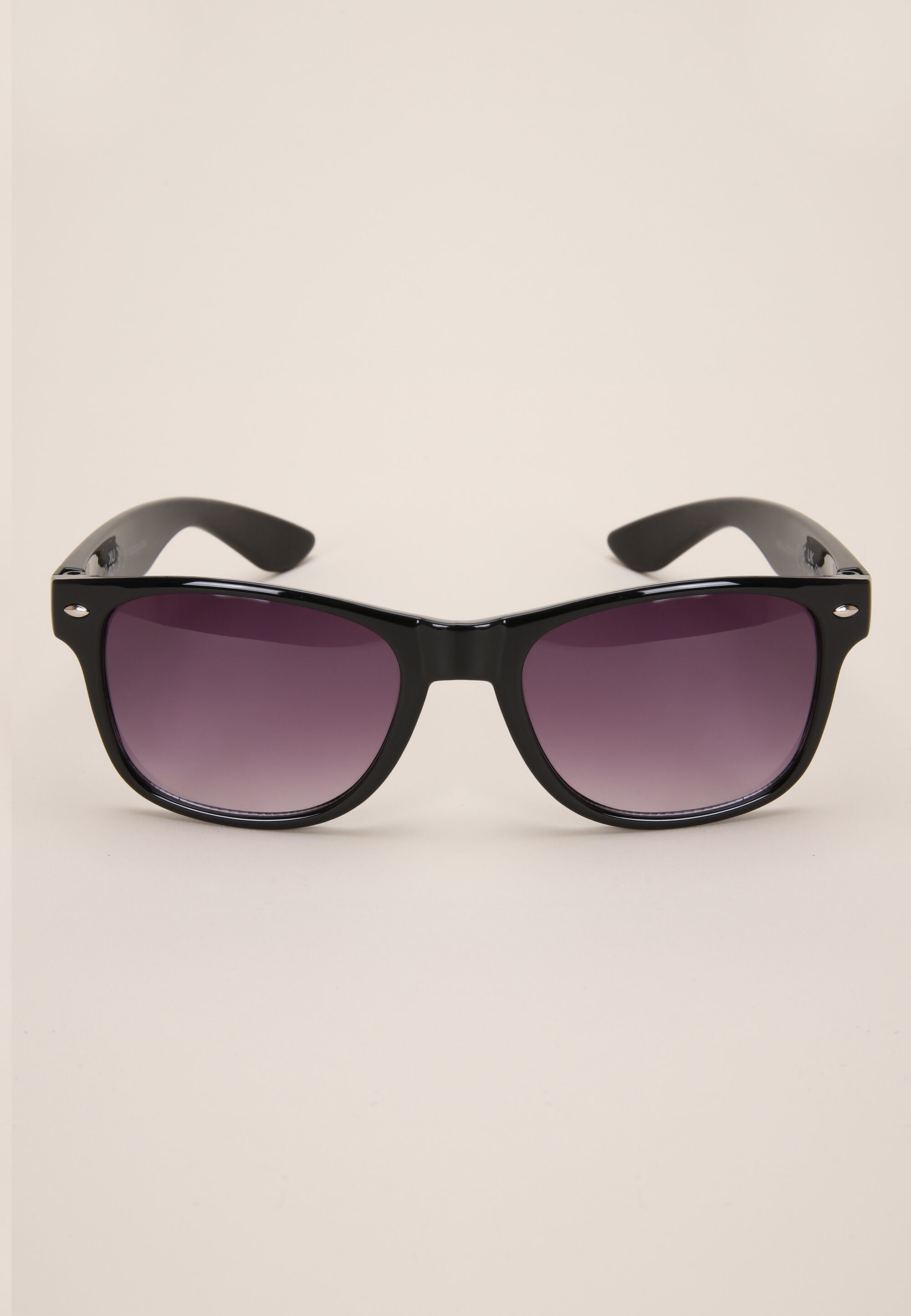 Womens Black Plain Retro Sunglasses