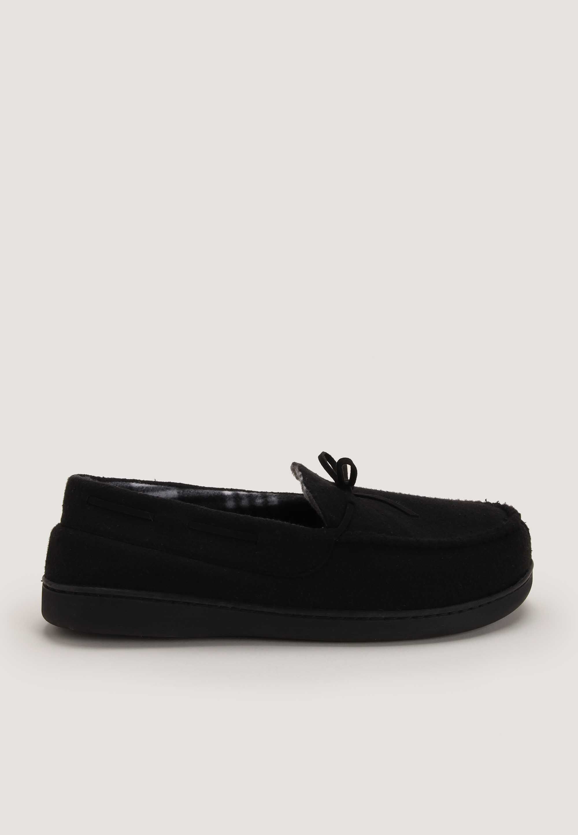 Mens Black Closed Back Mocassin Slippers