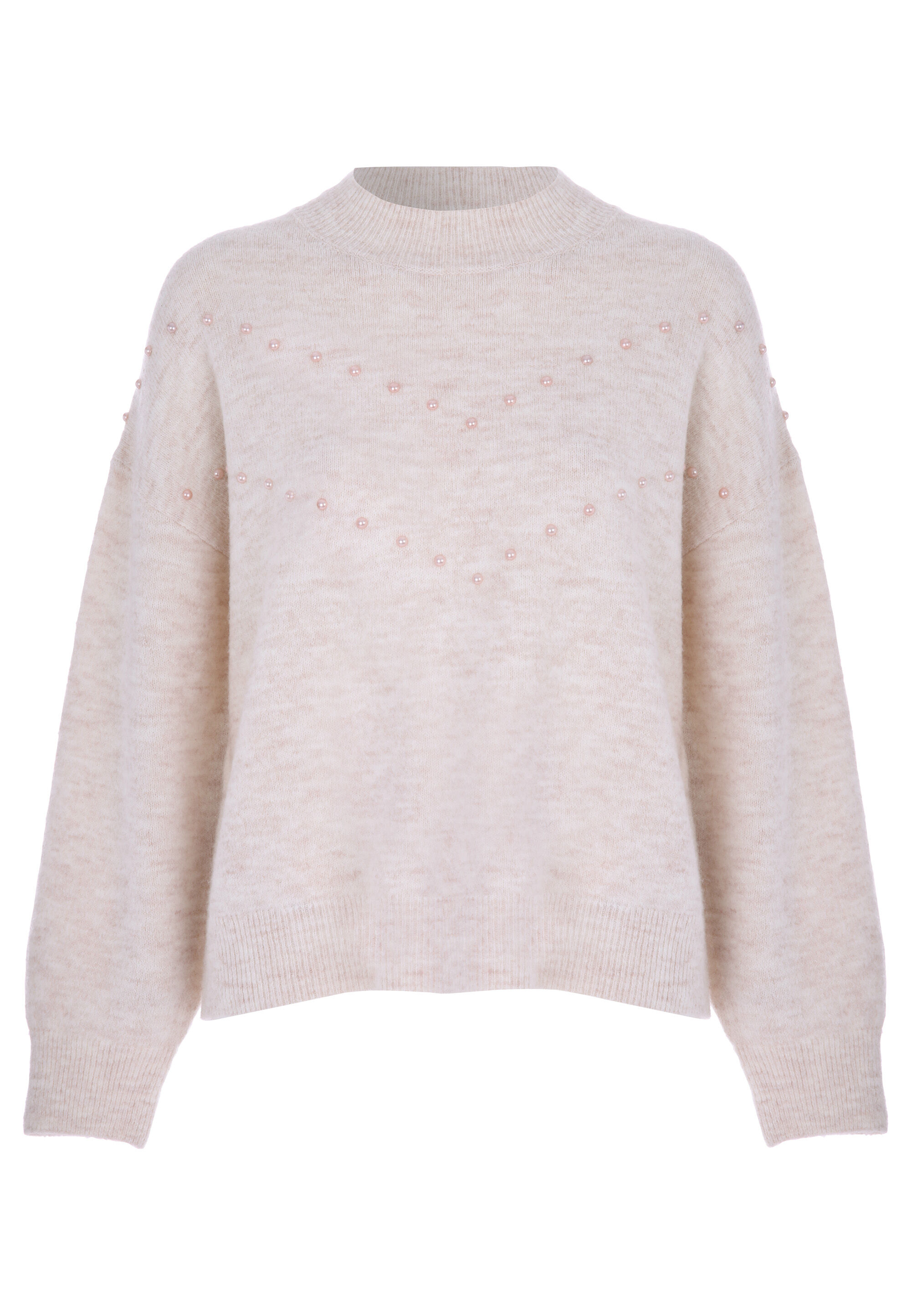 Womens Oatmeal Chevron Pearl Jumper