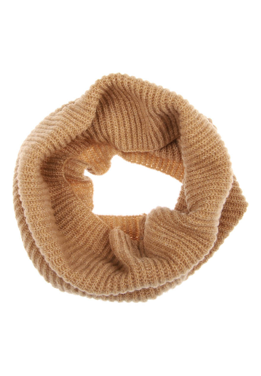Womens Camel Ribbed Snood