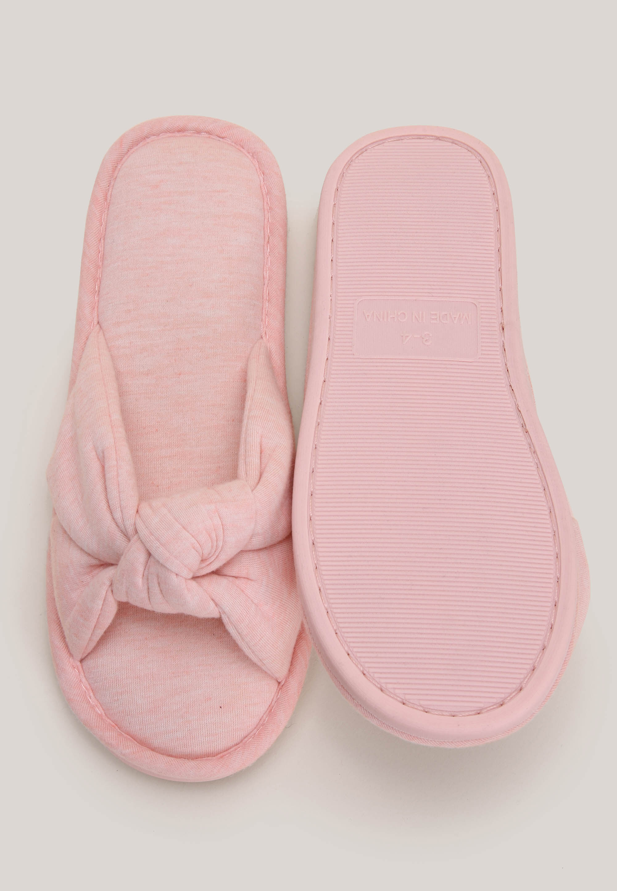Womens Pink Marl Knotted Slider Slippers