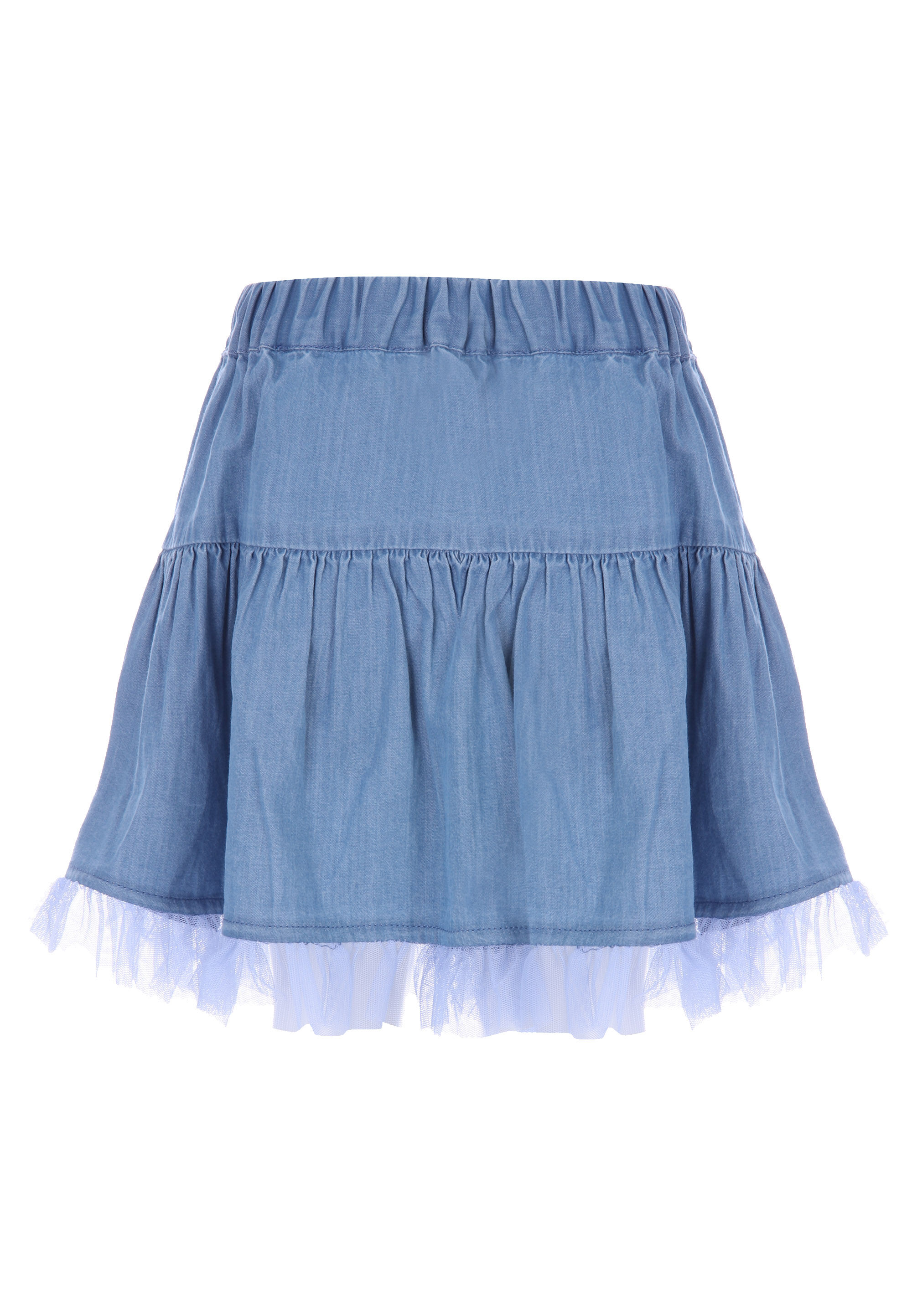Younger Girls Blue Denim Ra-Ra Mesh Skirt