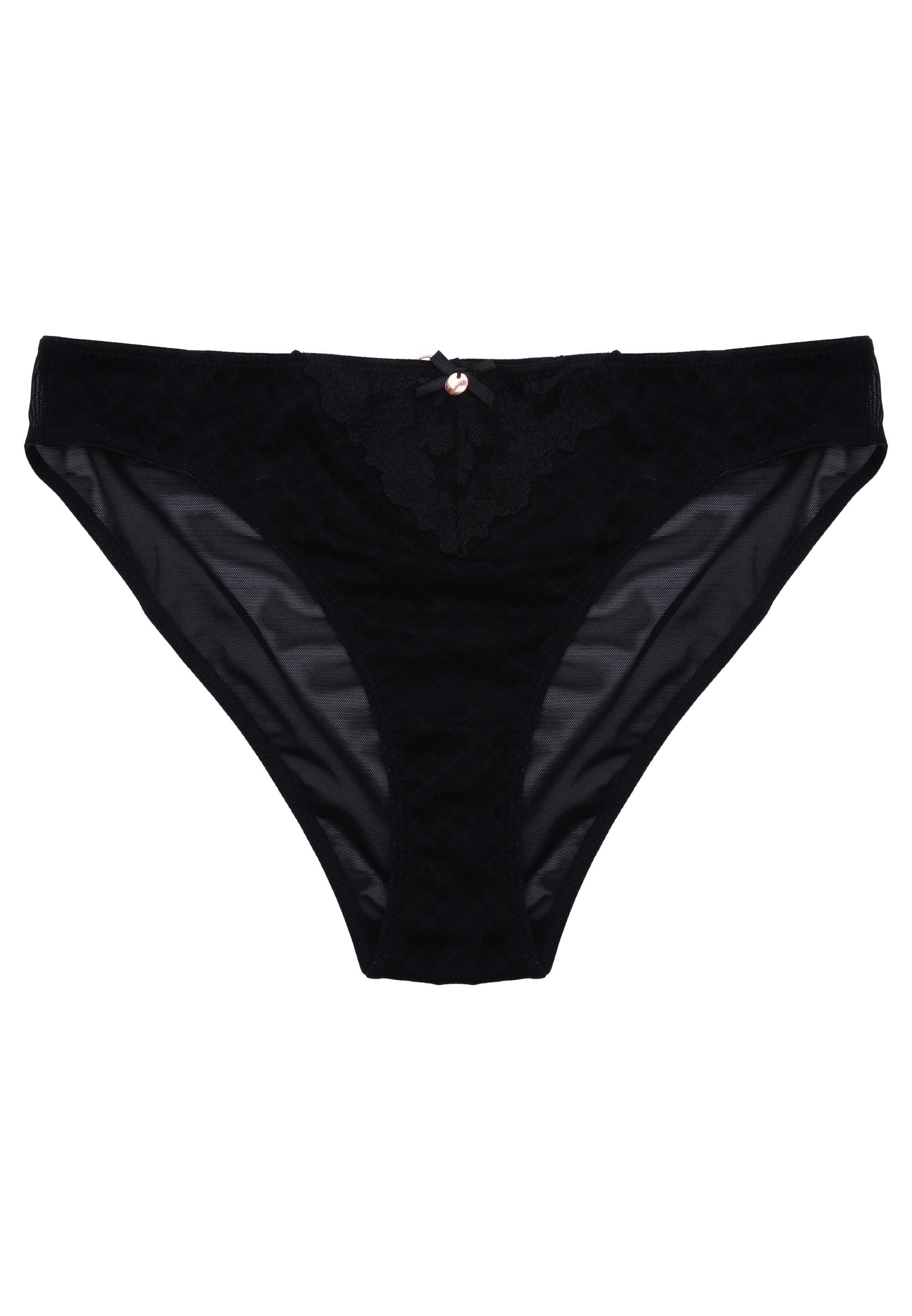 Womens Black Check Lace Naomi Briefs