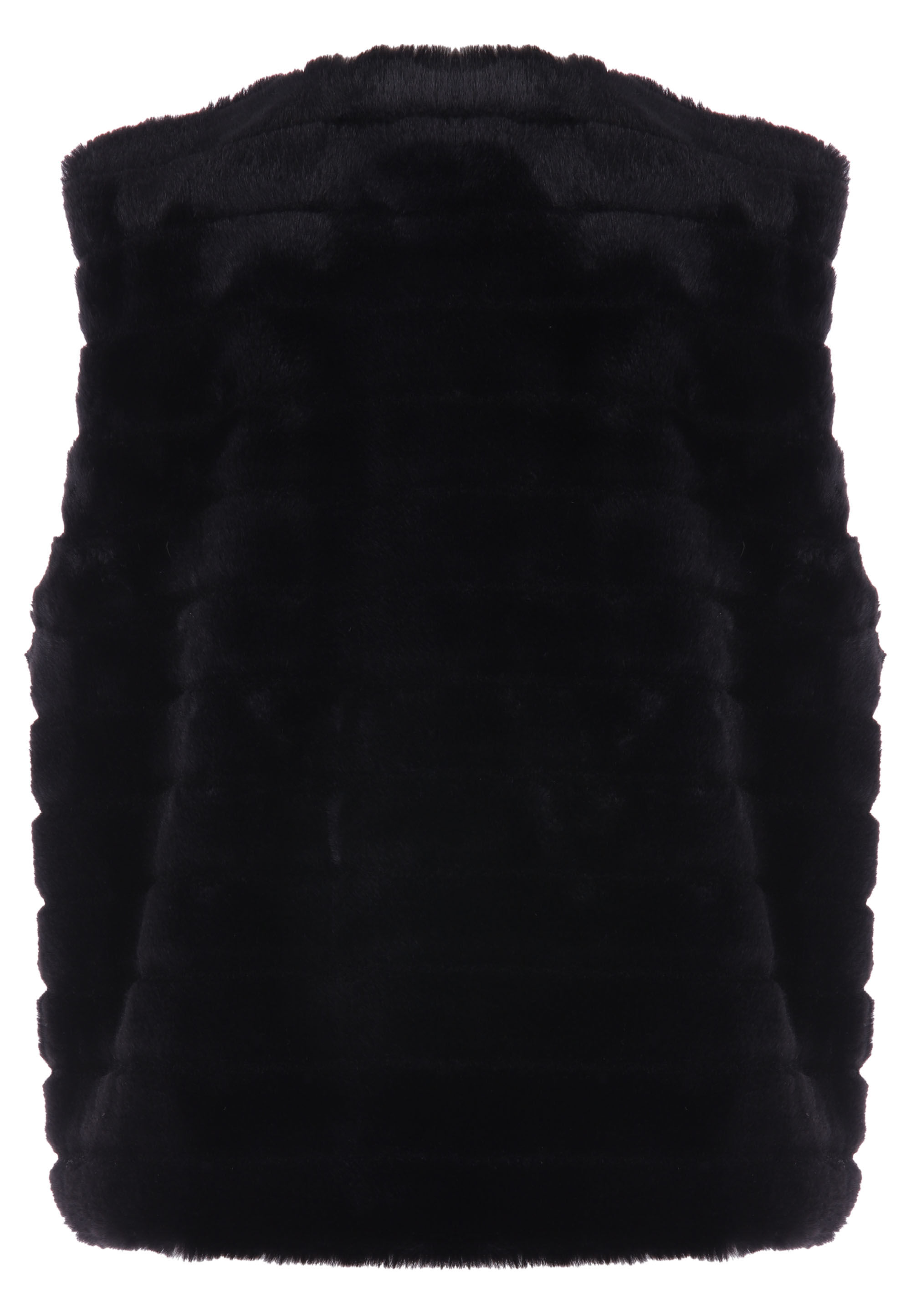 Younger Girls Black Plain Fluffy Gilet