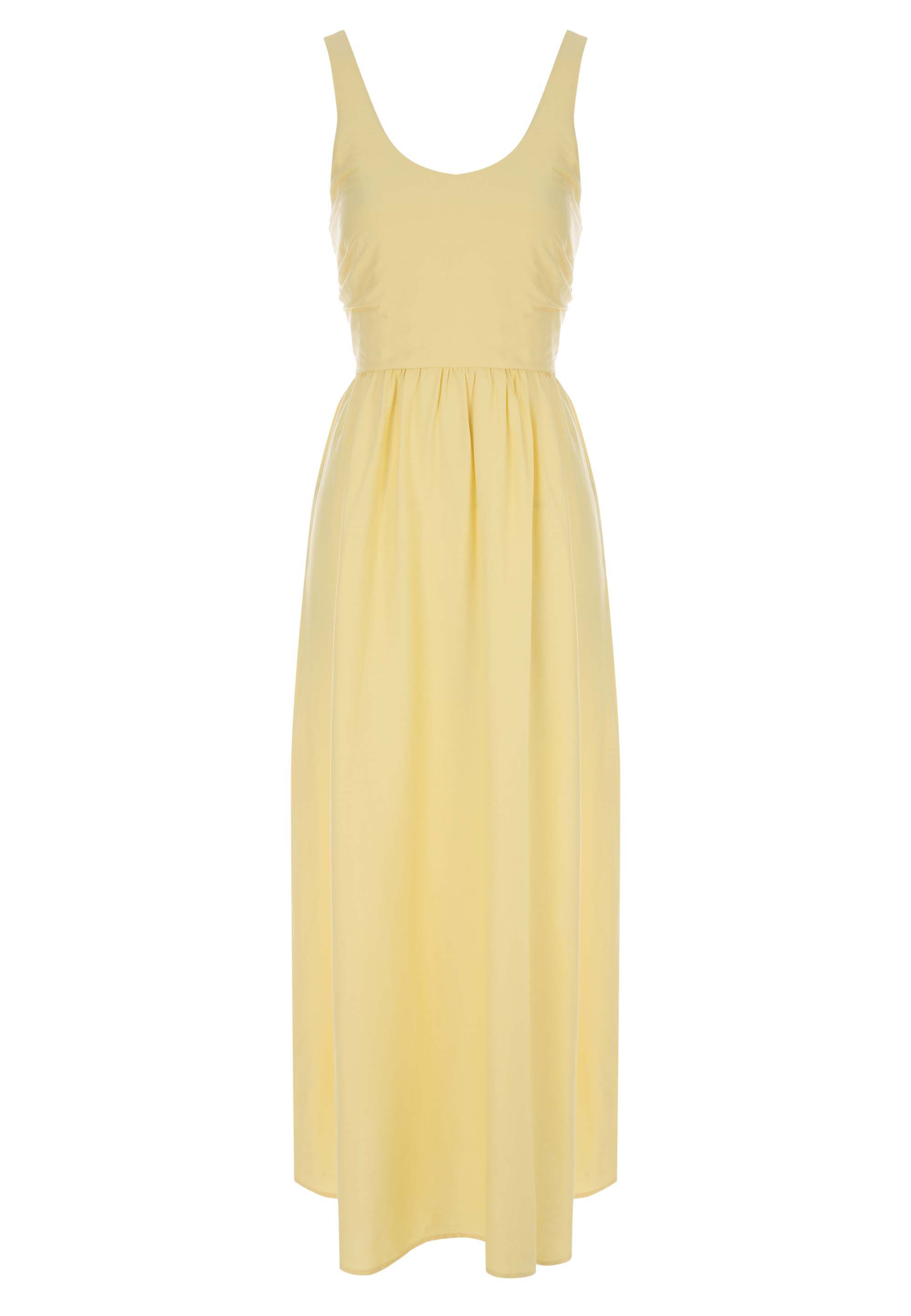 Womens Buttermilk Yellow Linen Blend Midi Dress
