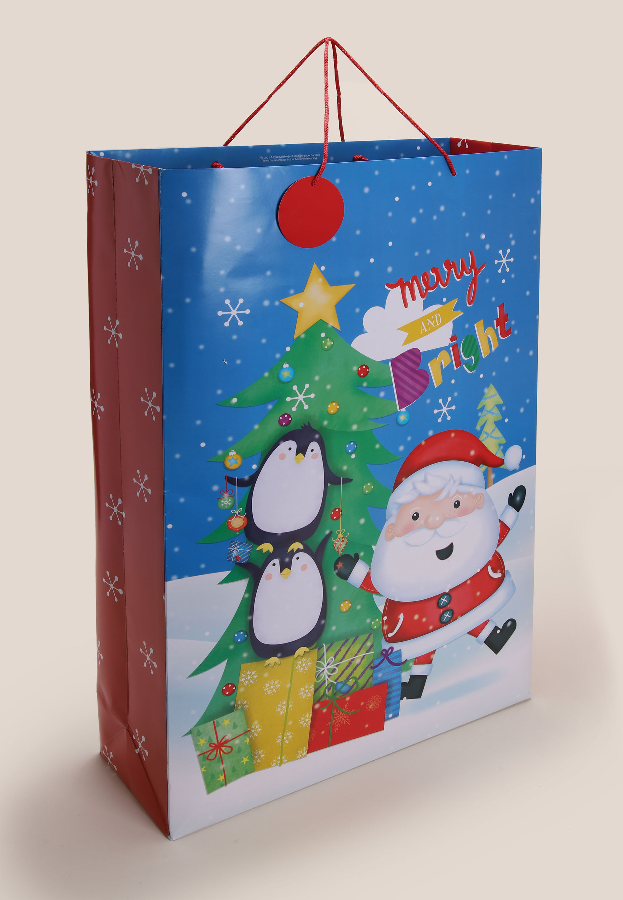 Womens Blue Snowflake Christmas Jumbo Gift Wrap Bag
