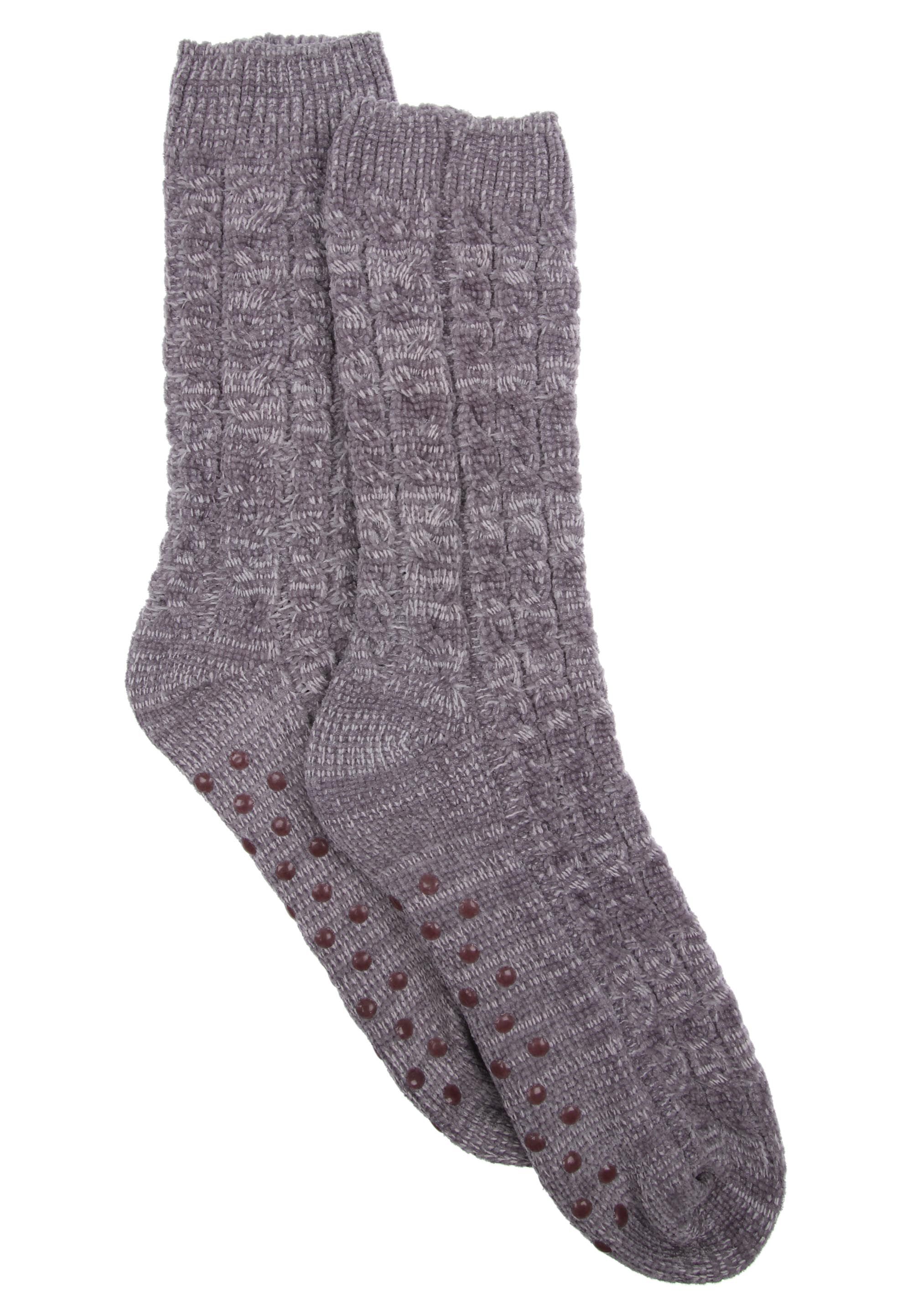 Womens 1pk Grey Cable Socks