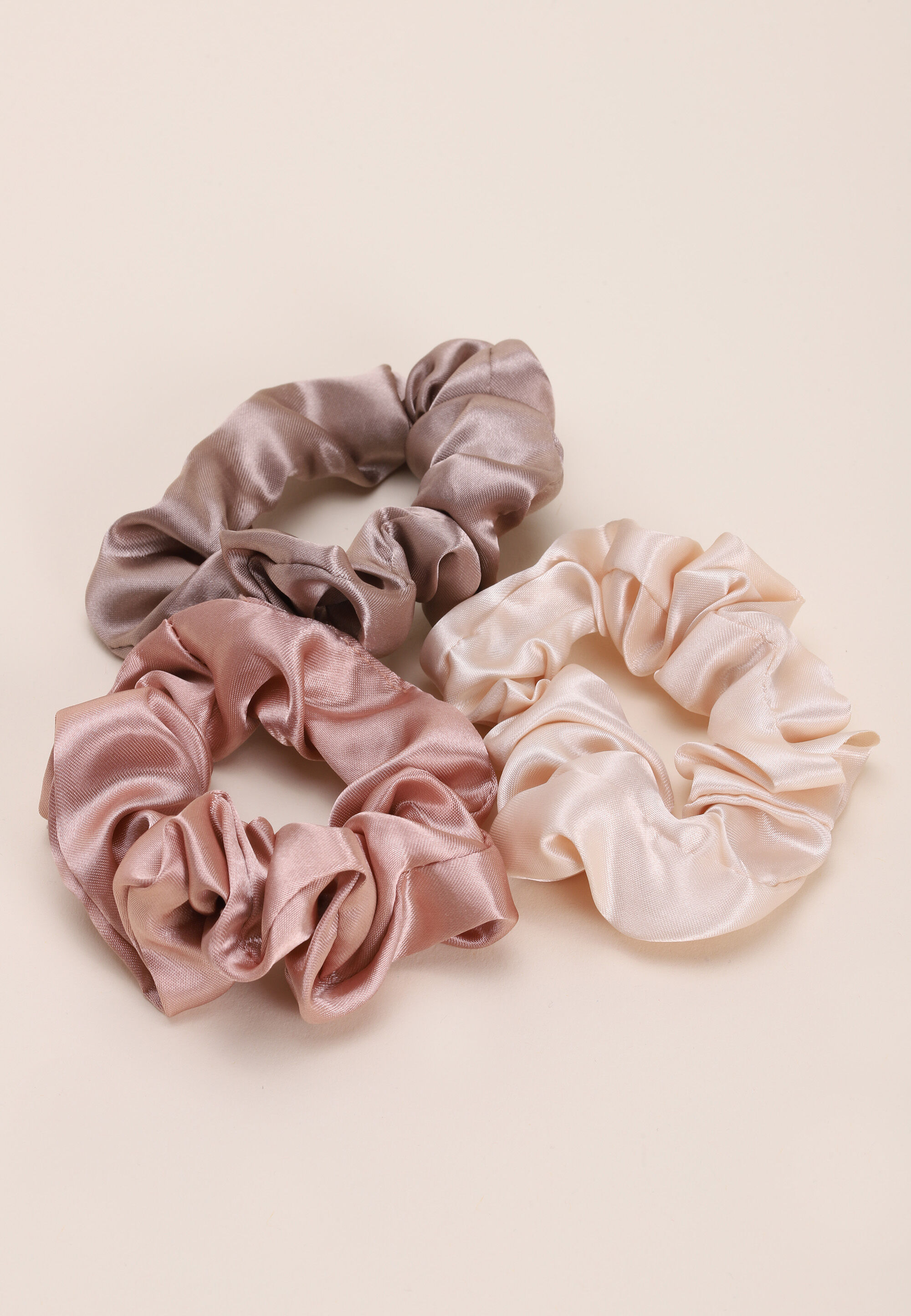 Womens 3pk Pink & Neutral Scrunchies