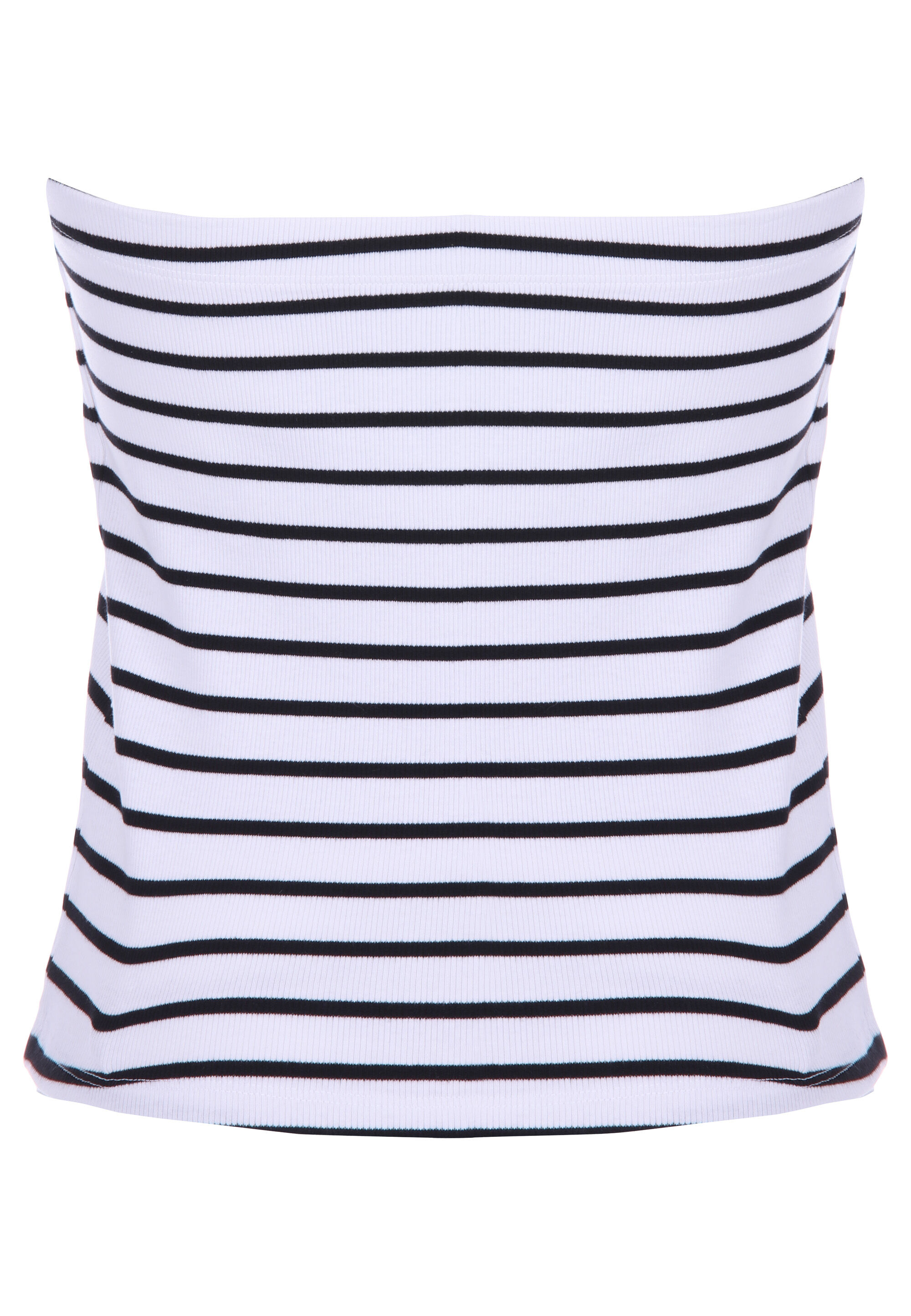 Womens Black & White Rib Bandeau Top