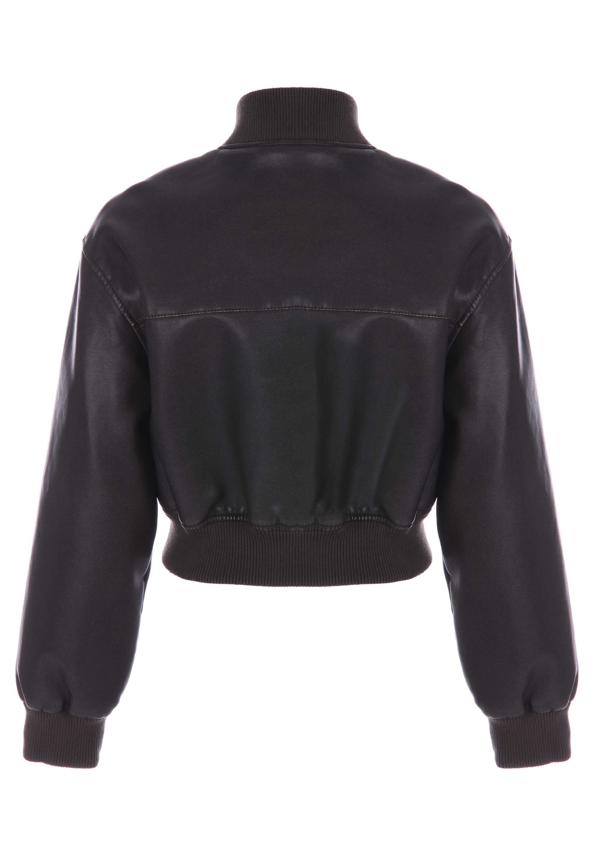 Older Girls Black PU Washed Jacket