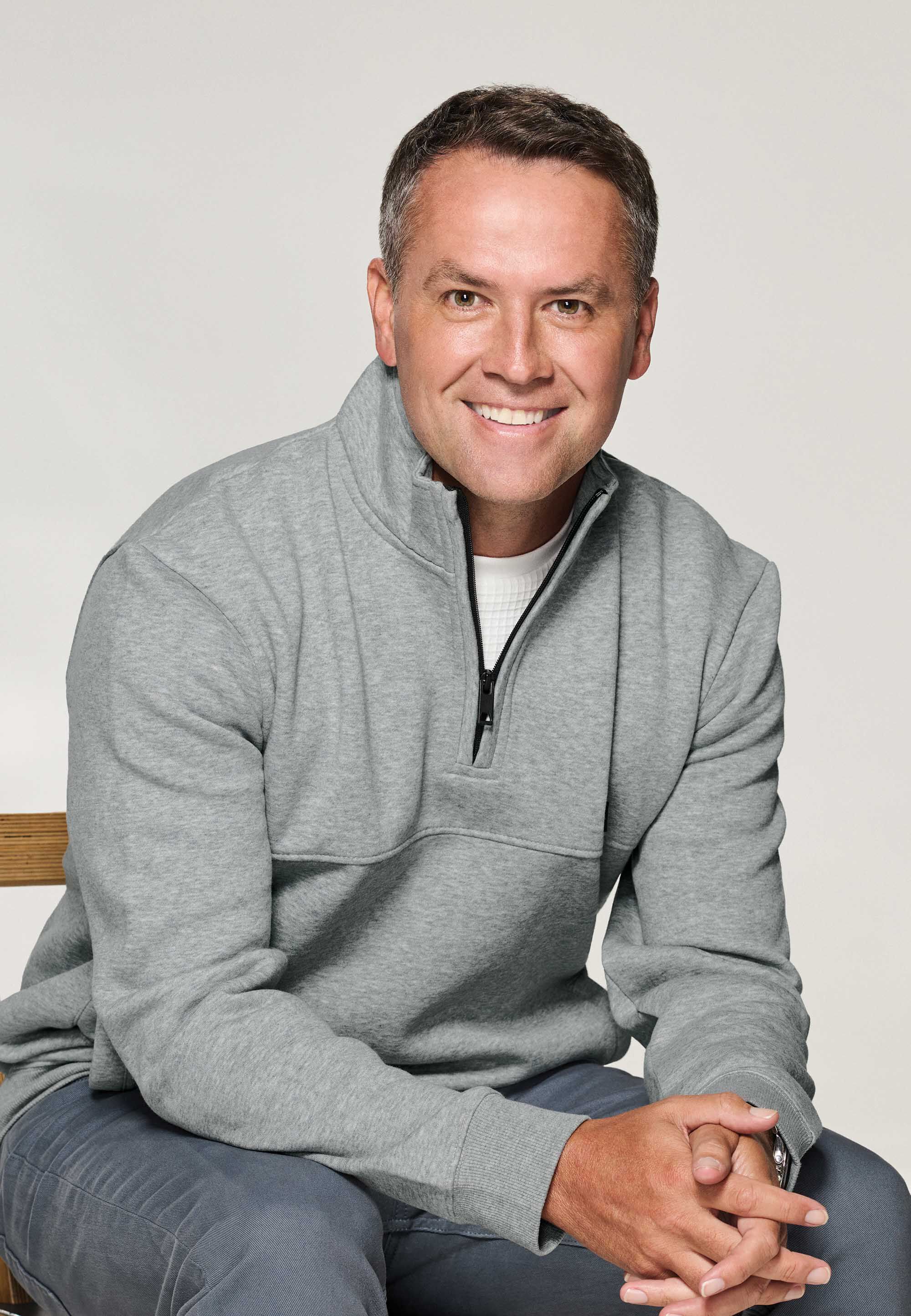 Mens Grey Funnel Neck Quarter Zip Sweatshirt