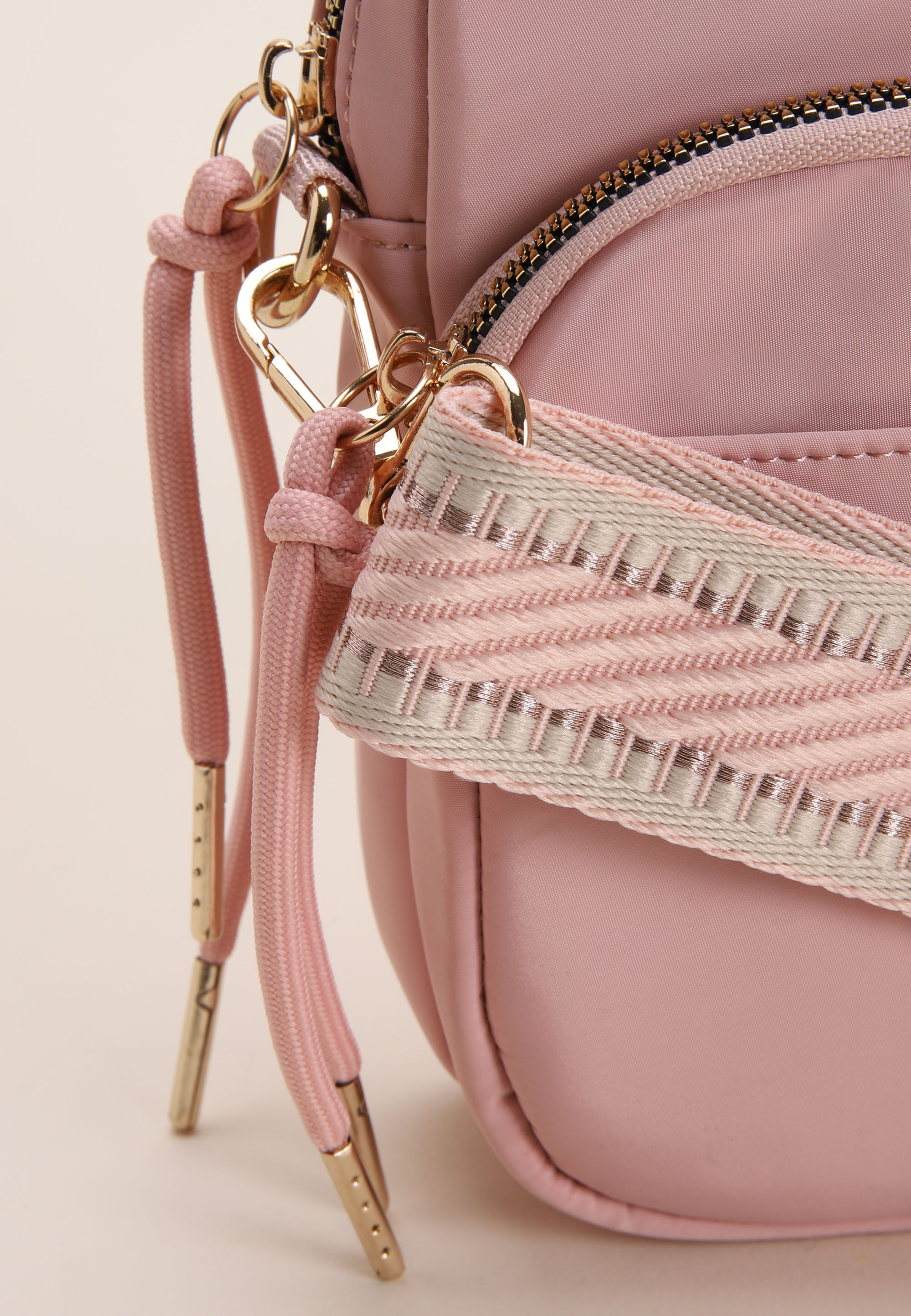 Womens Pink Nylon Strap Cross Body Phone Holder