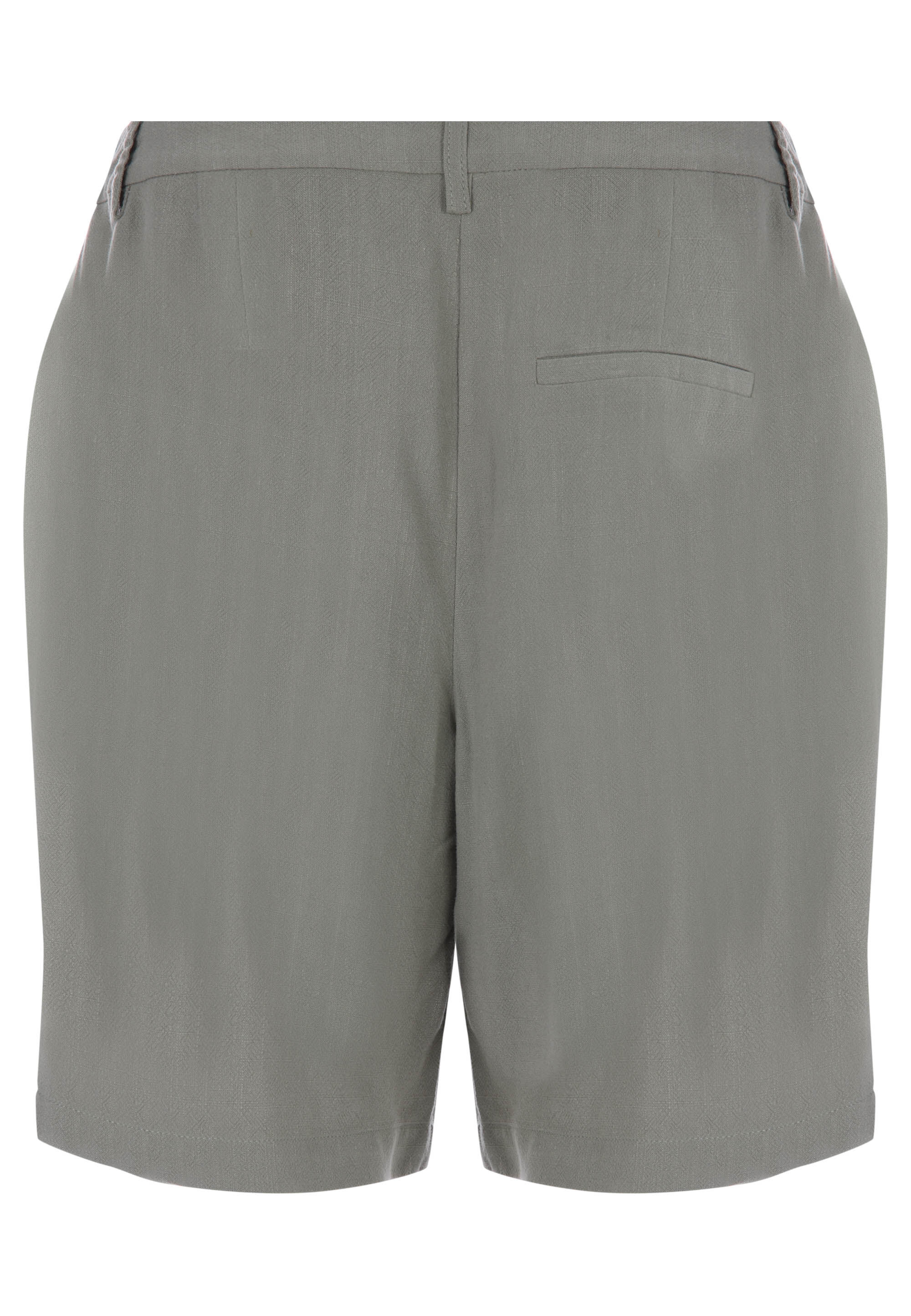 Womens Khaki Plain Linen Blend Bermuda Shorts