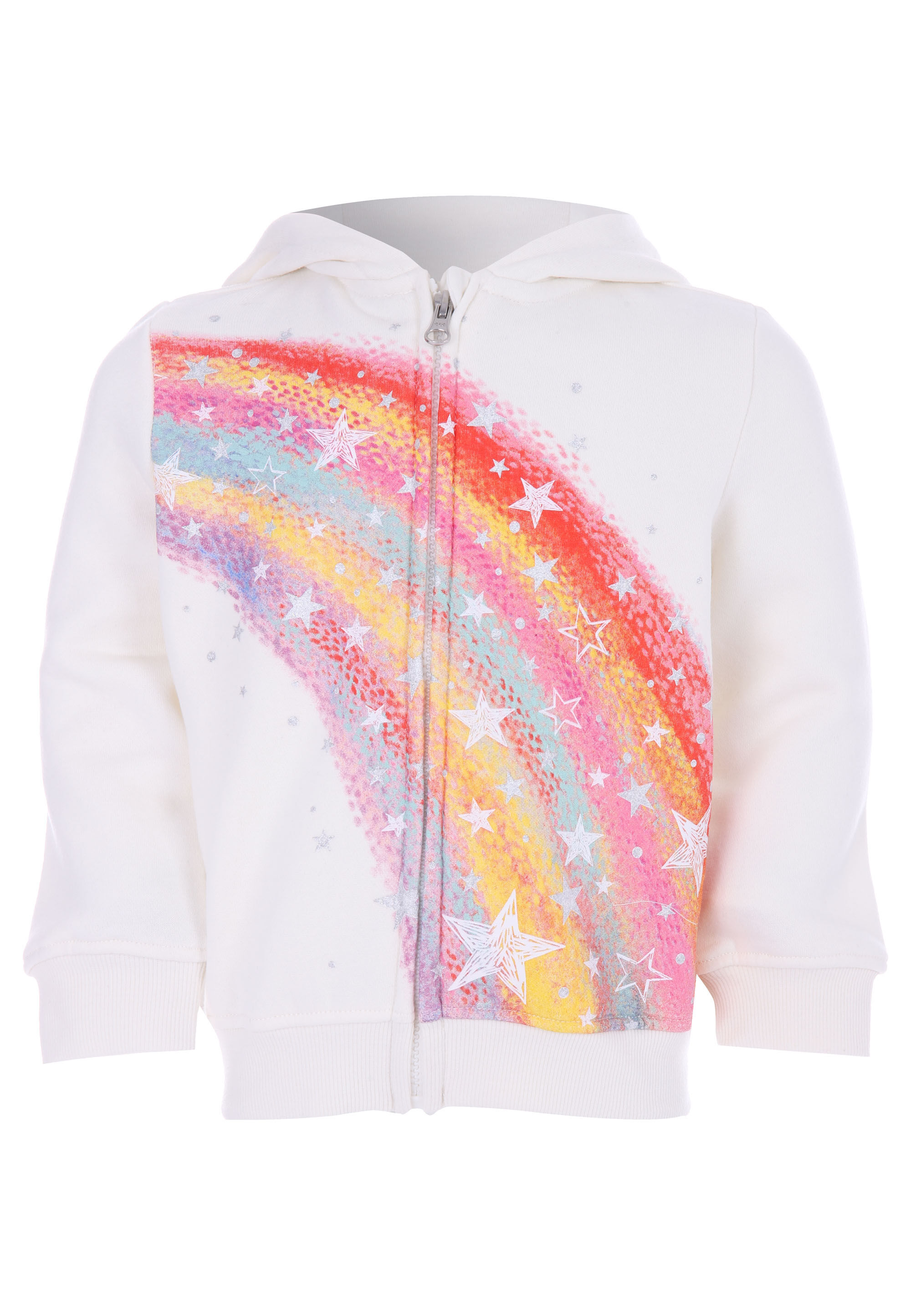 Younger Girls Cream Rainbow Zip Through Hoody