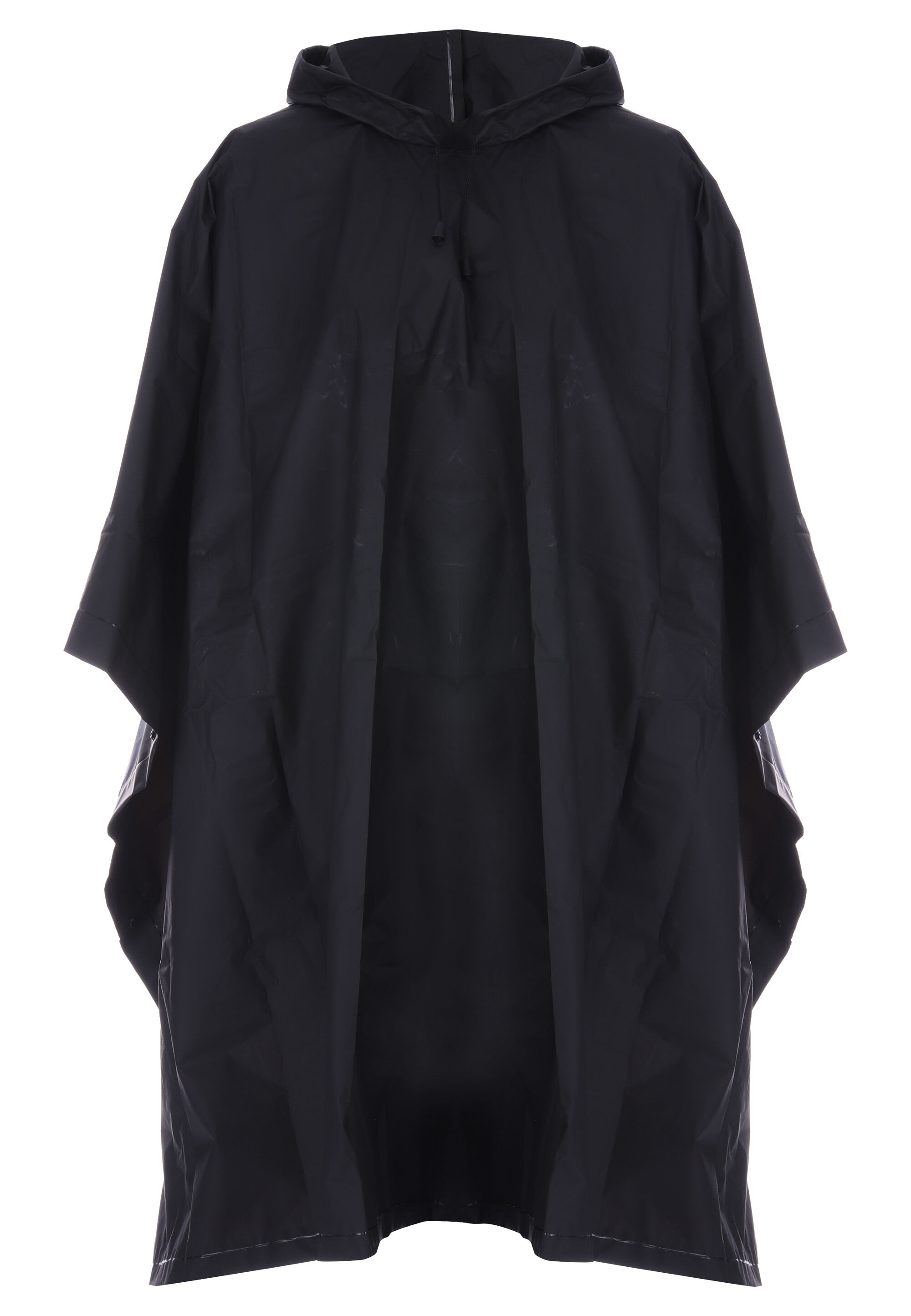 Womens Black Plain Packable Rain Poncho