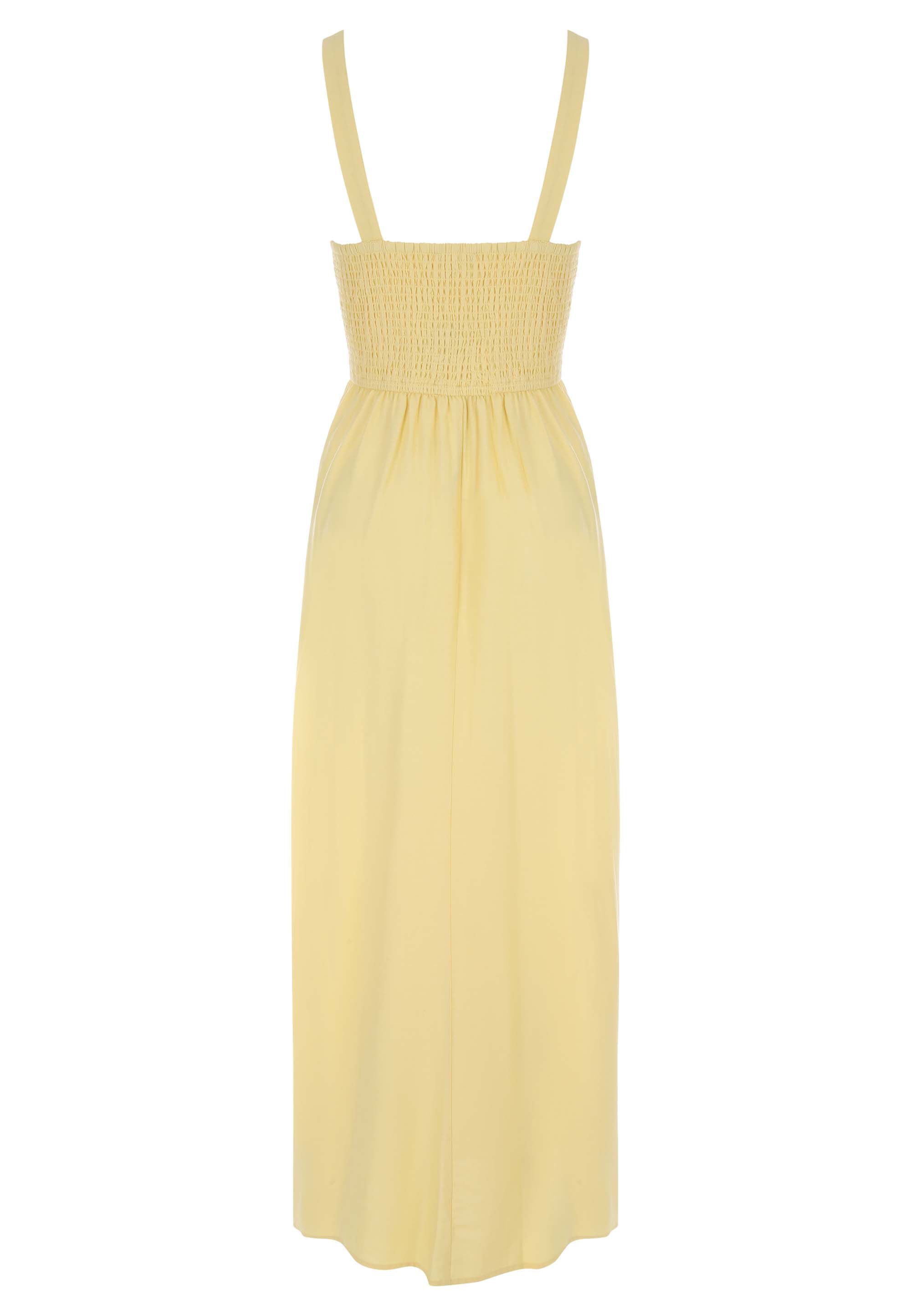 Womens Buttermilk Yellow Linen Blend Midi Dress