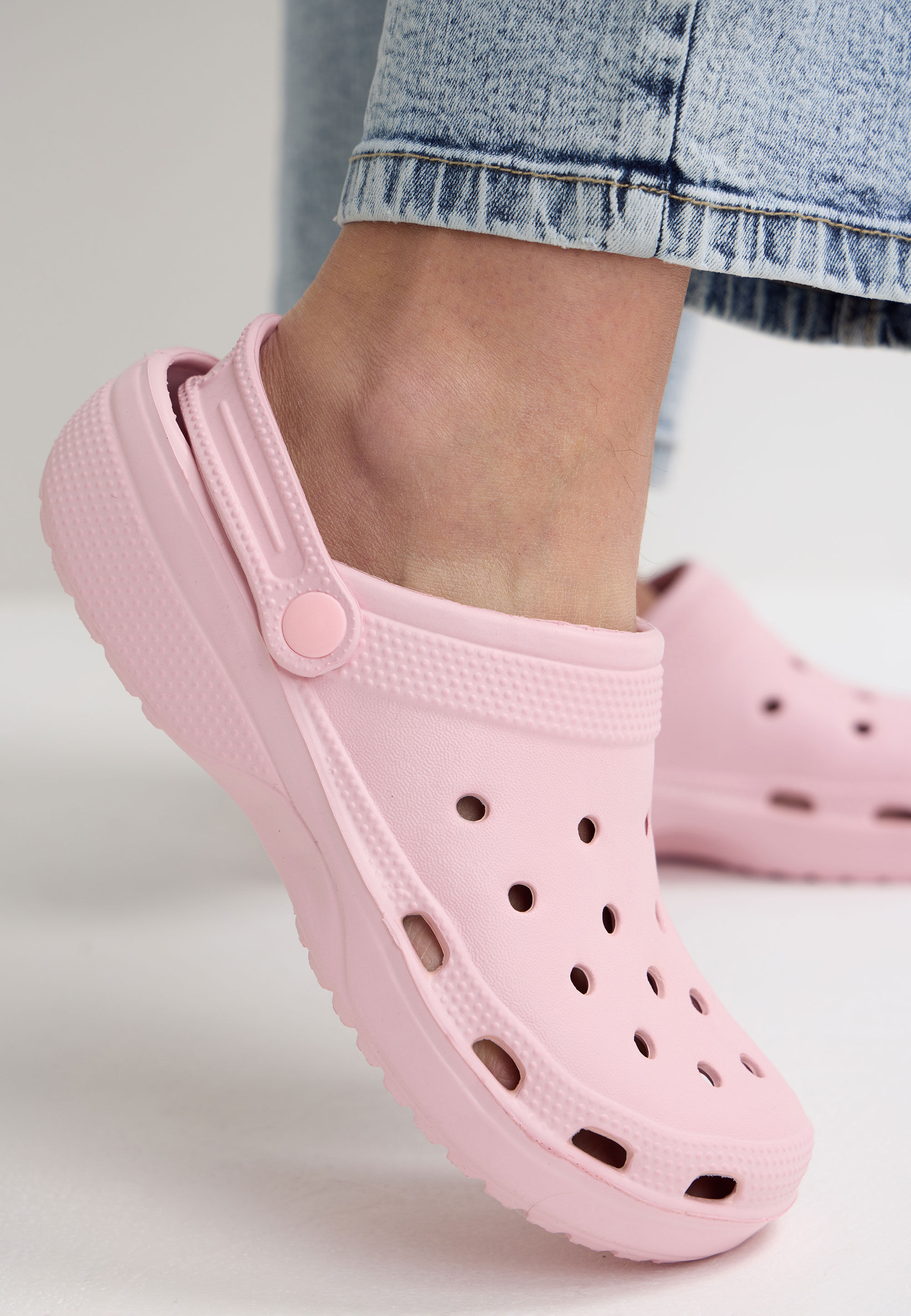 Womens Pink Plain Clog Sandals