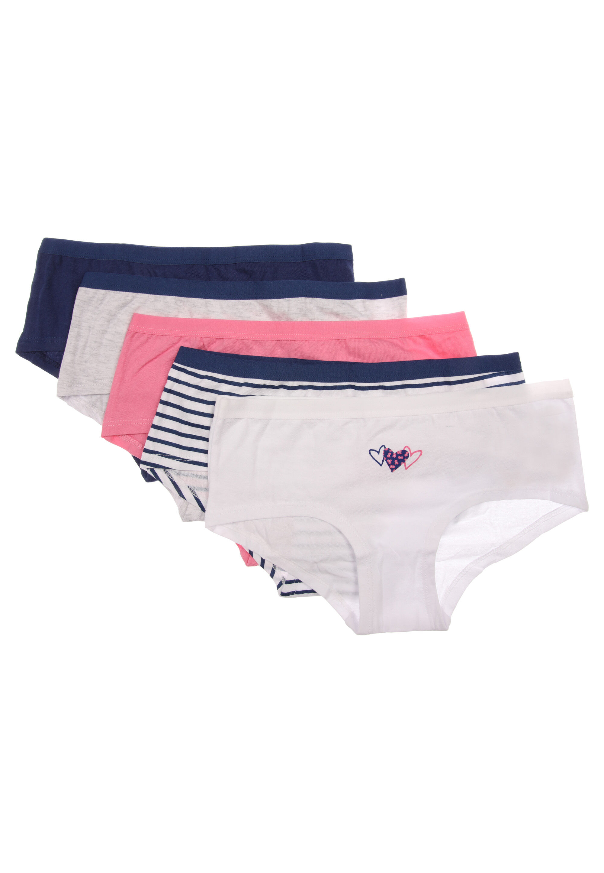 Older Girls 5pk Navy Stripe Print Shorts