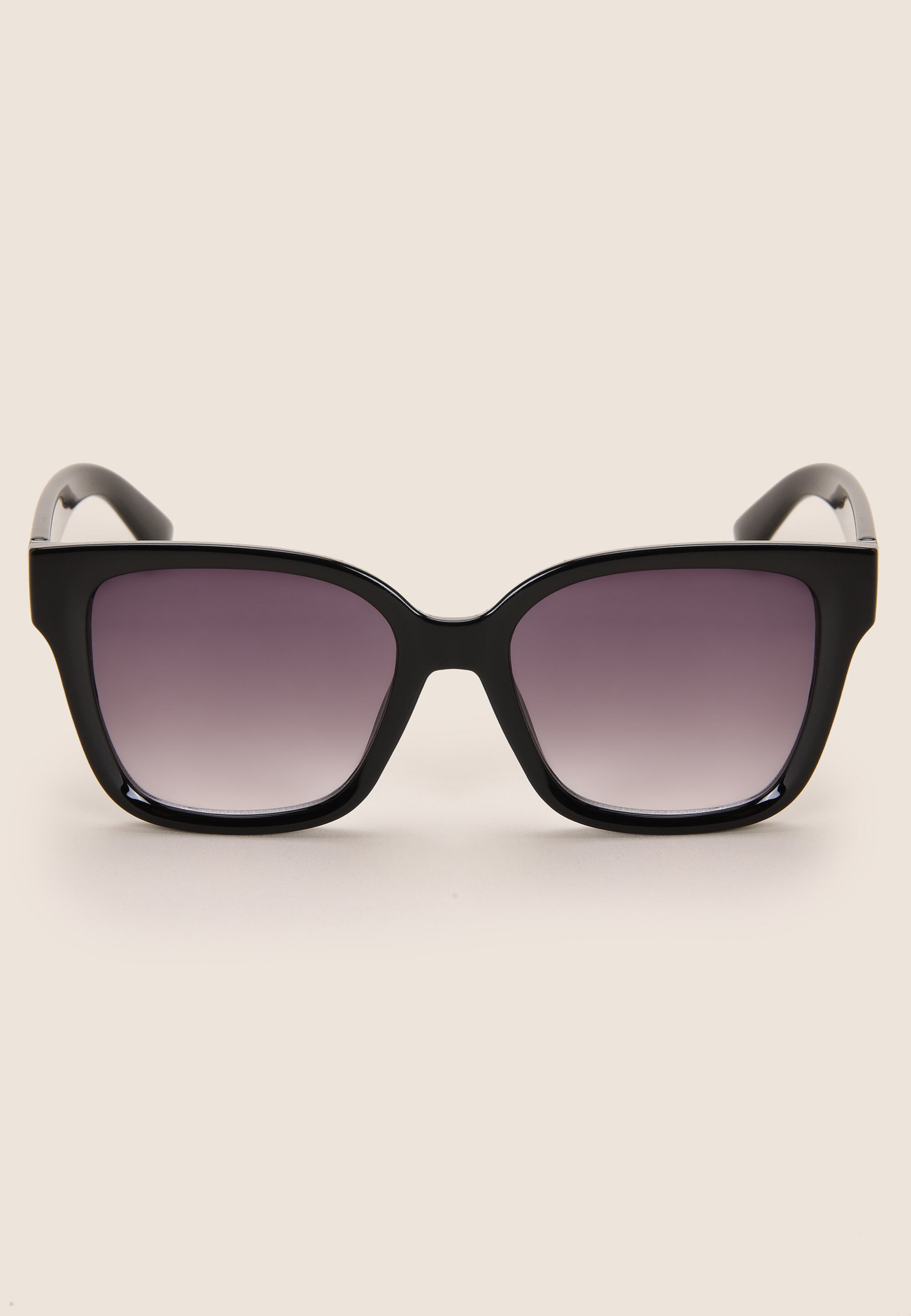 Womens Black Plain Retro Sunglasses