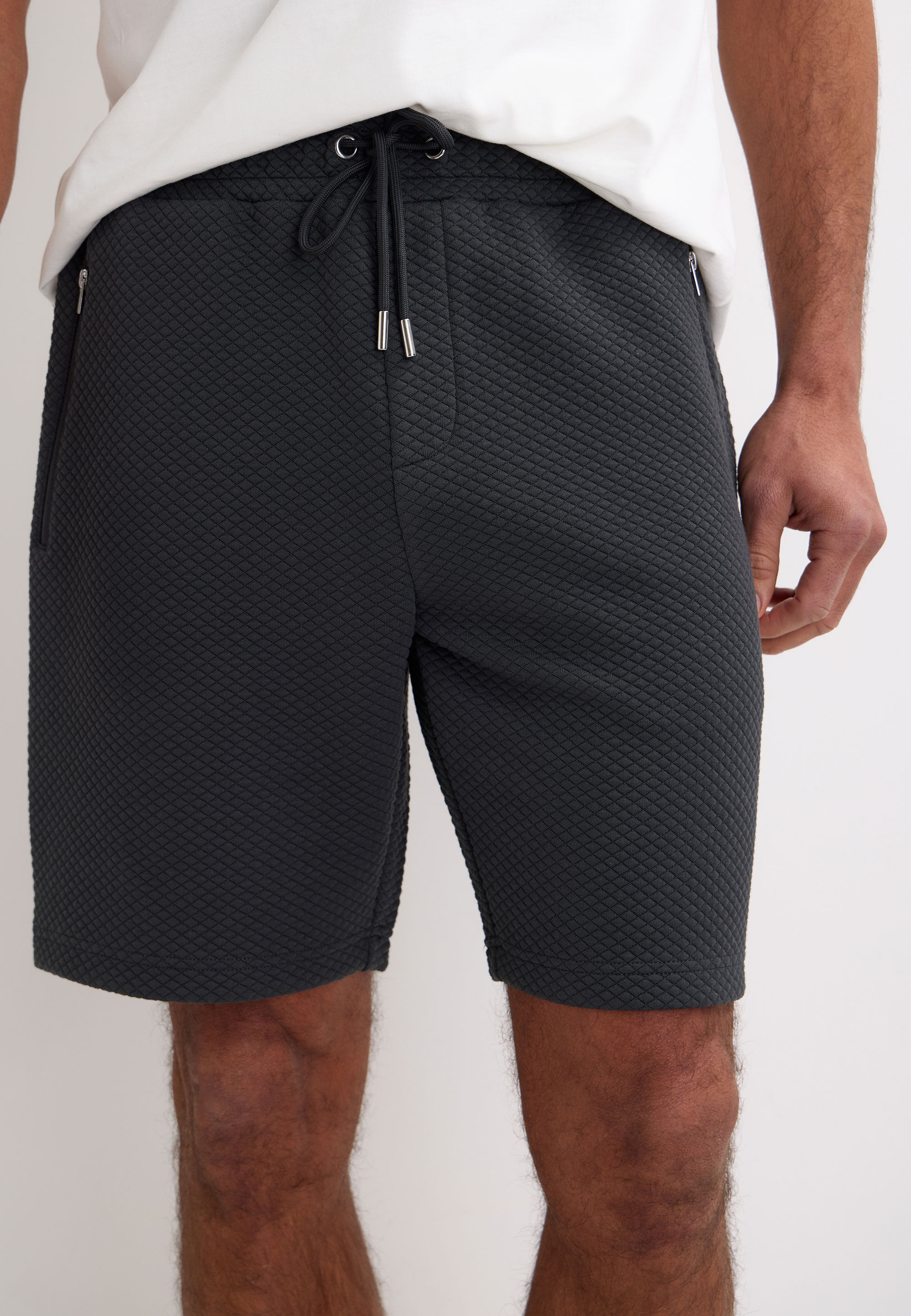 Mens Grey Charcoal Textured Shorts