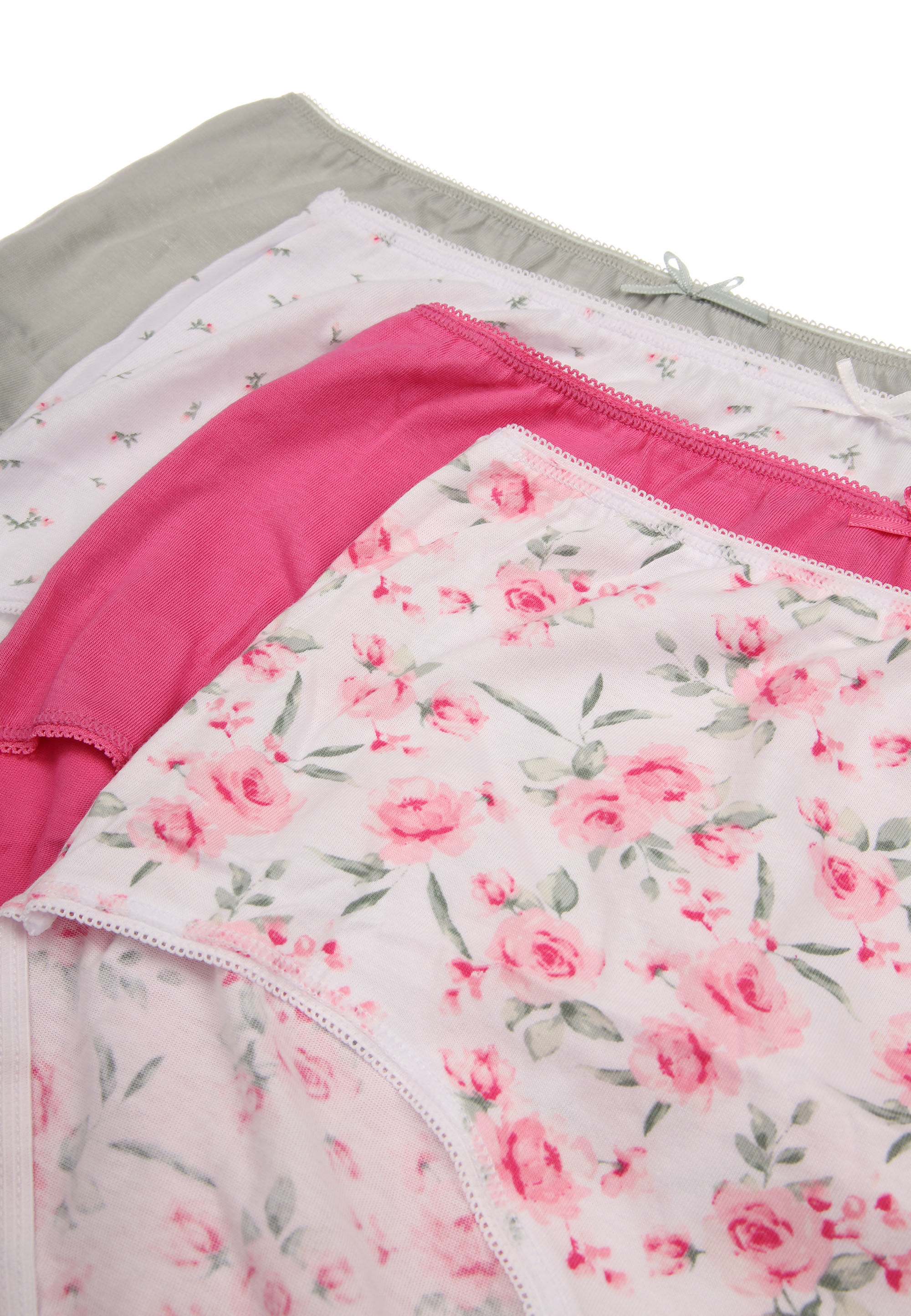 Womens 4pk Pink Floral Print Full Briefs