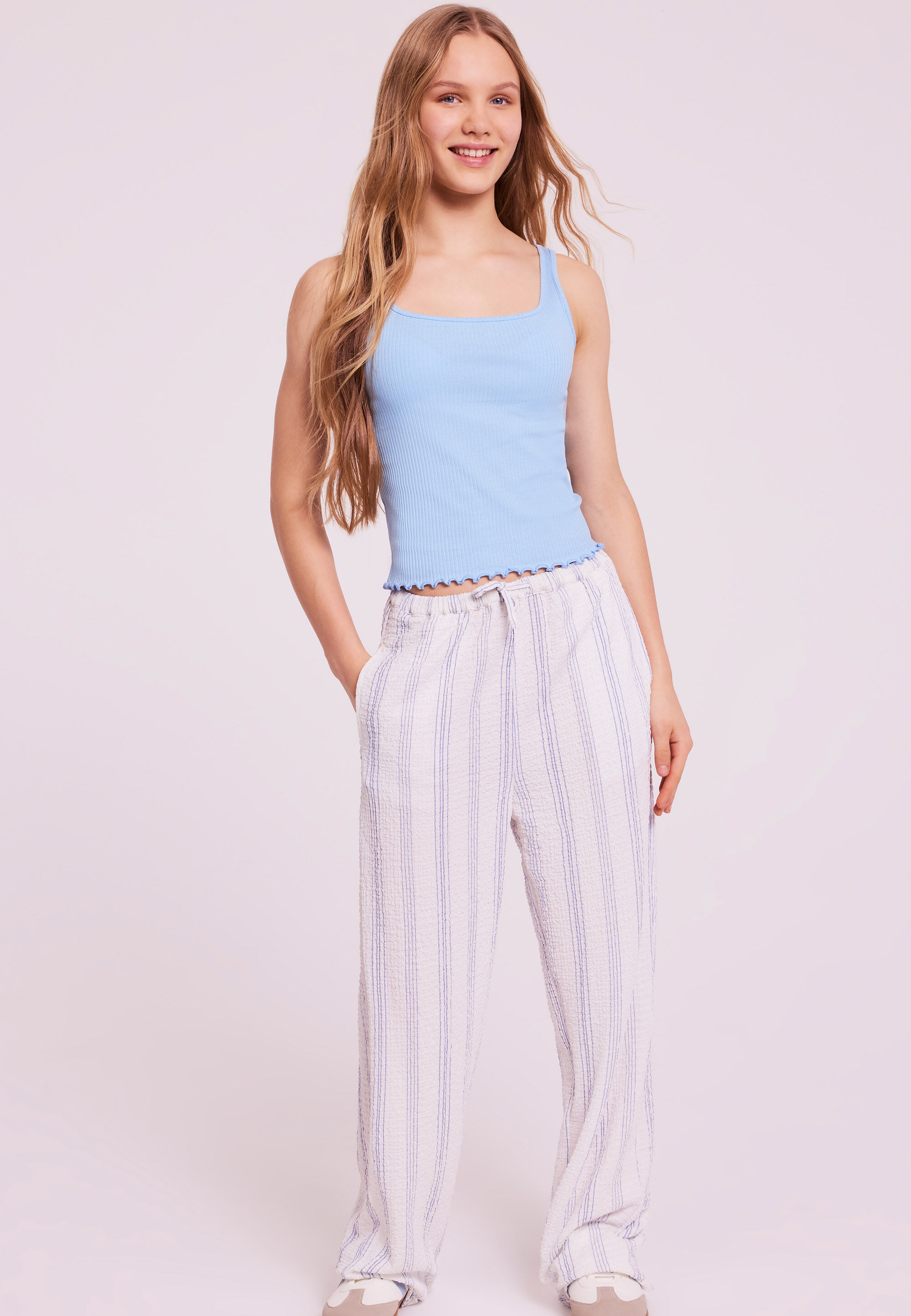 Older Girls Blue Square Neck Vest Top