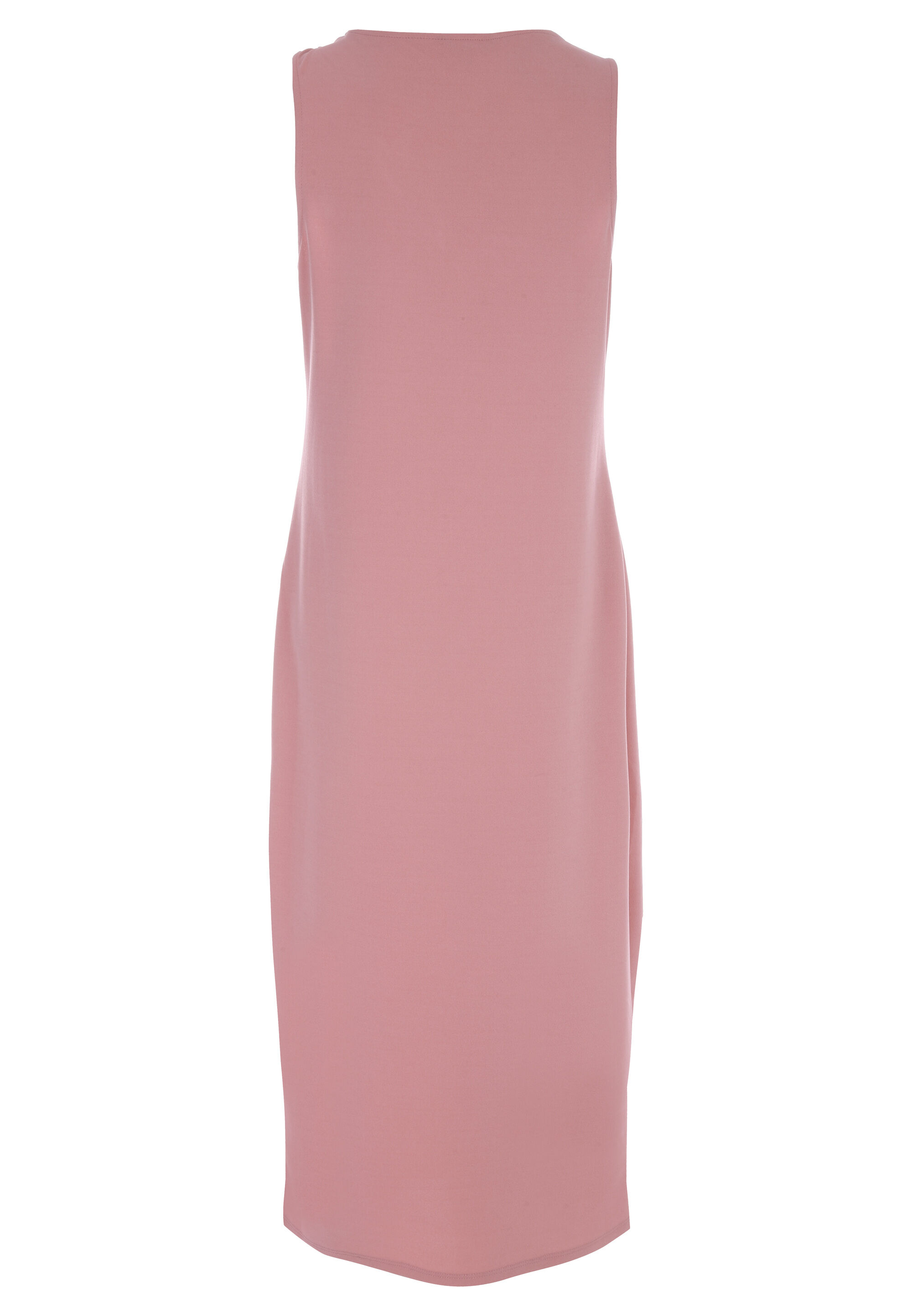 Womens Pink Plain Gold Bar Sleeveless Midi Dress
