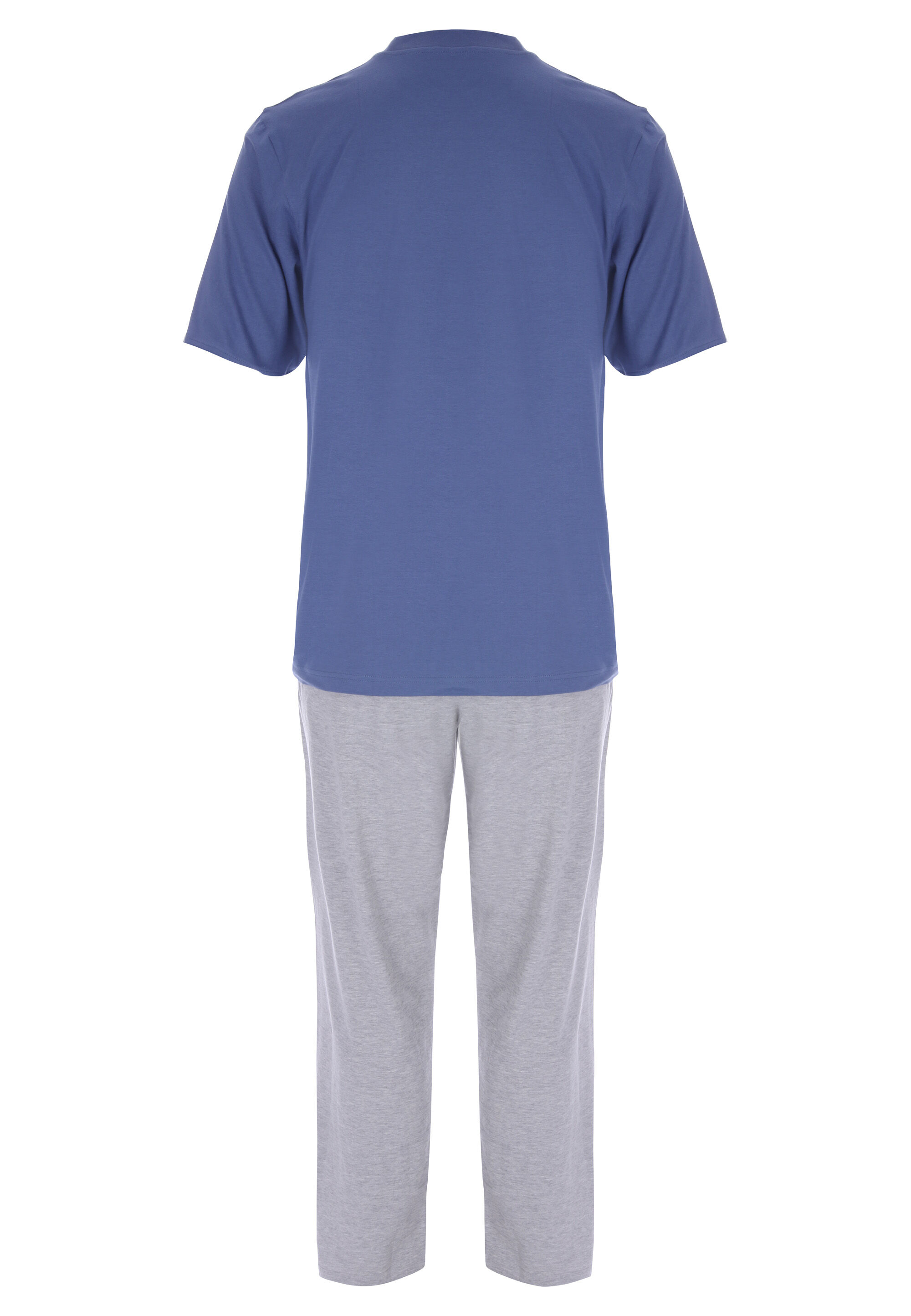 Mens Blue Stripe Jersey Pyjama Set
