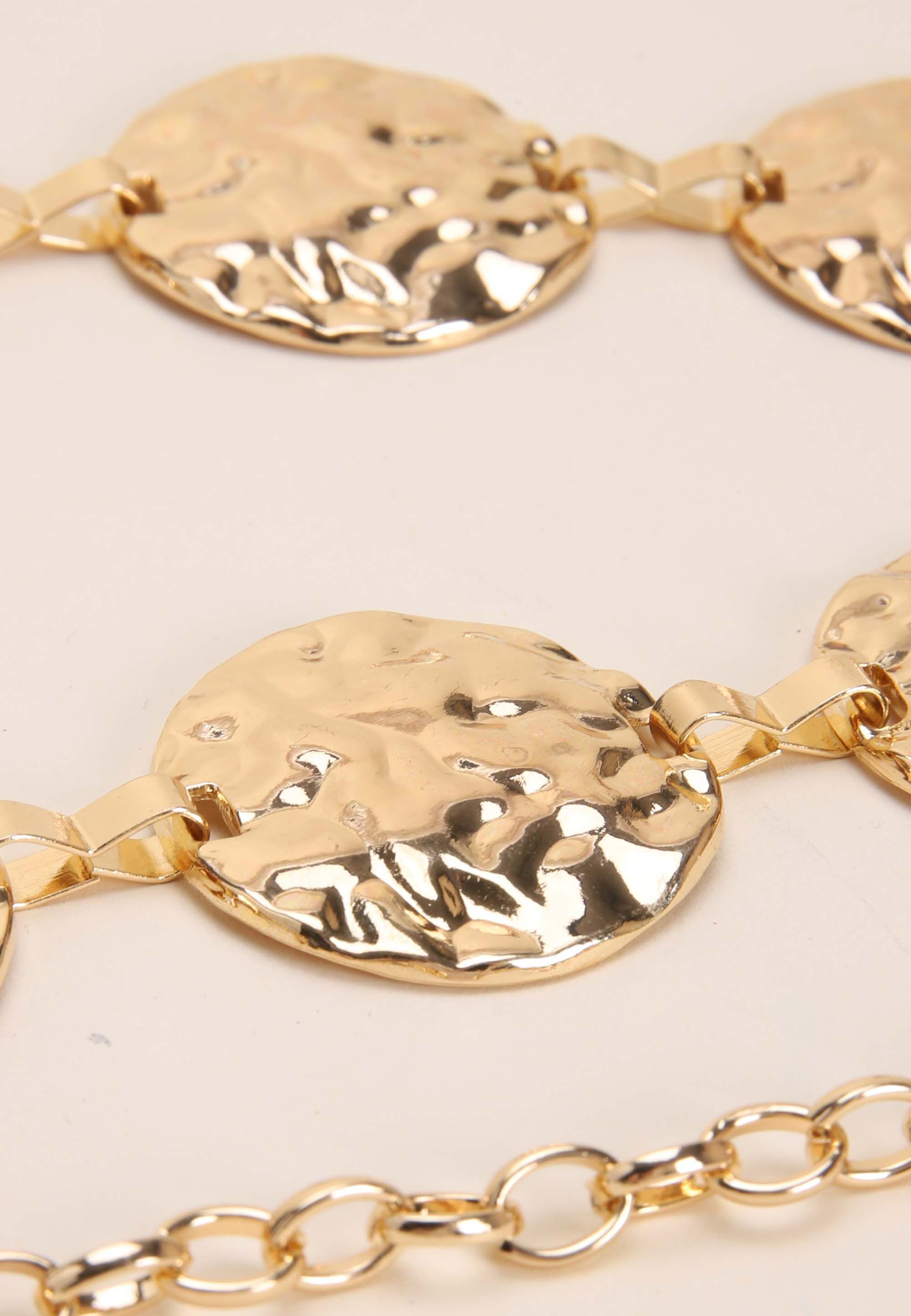 Womens Gold Disc Chain Loop Belt