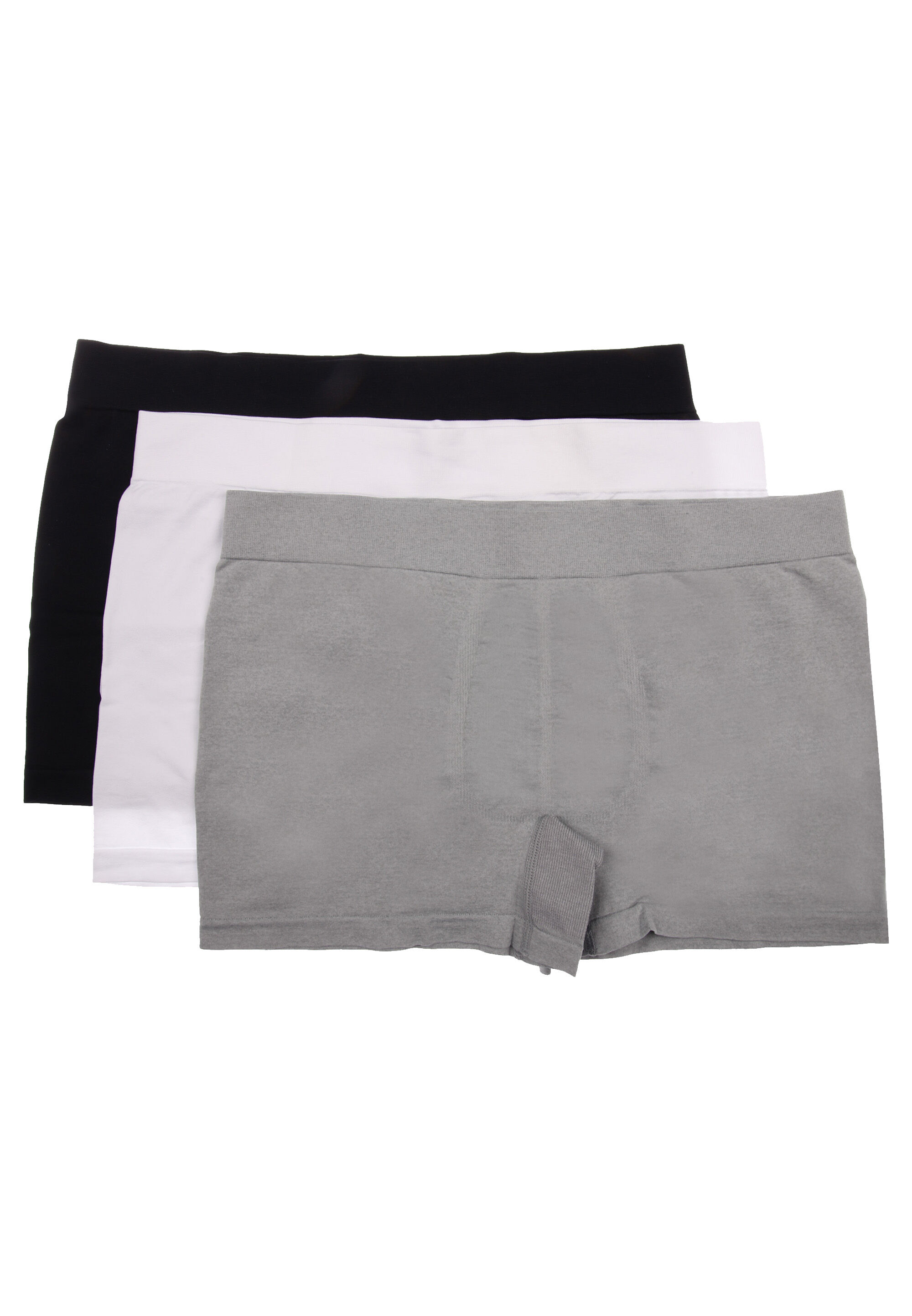 Mens 3pk Grey, White & Black Seamfree Trunks