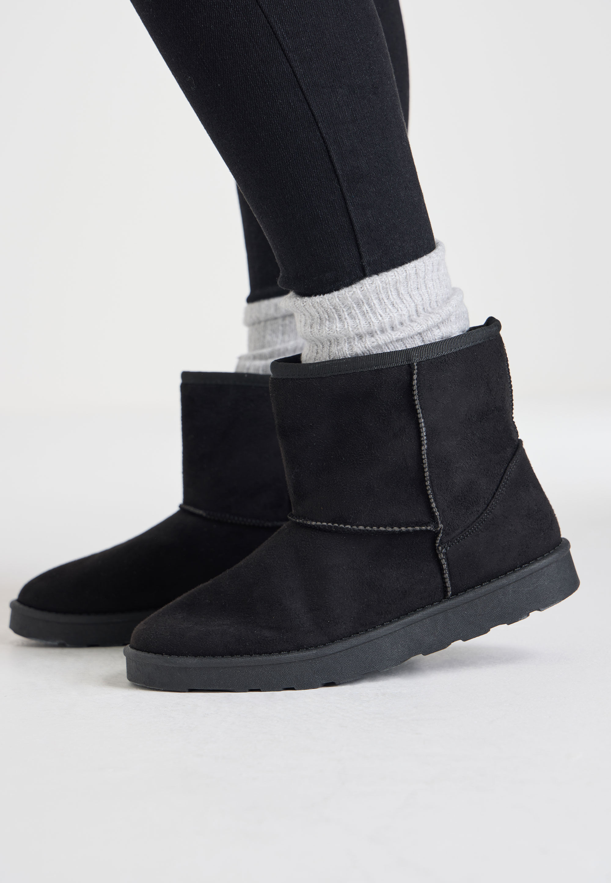 Womens Black Suedette Mini Boots