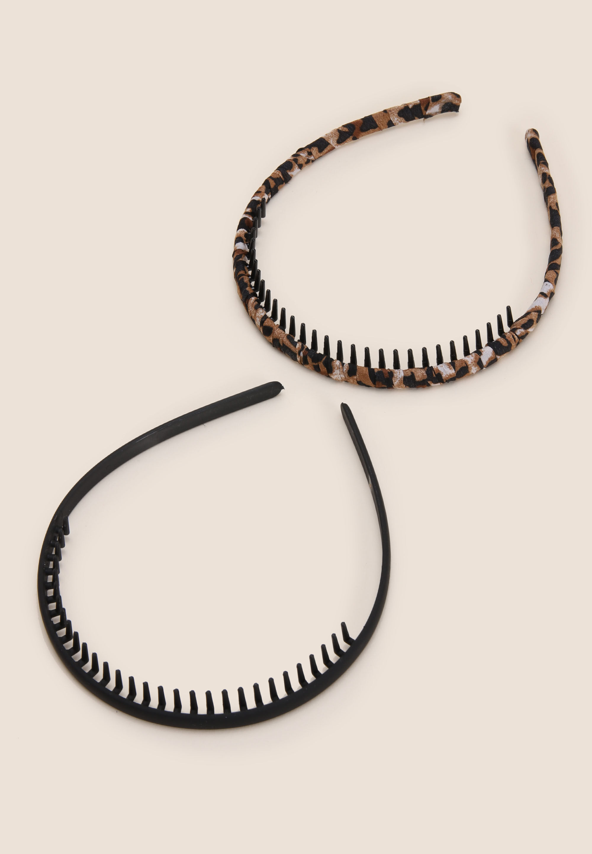 Womens 2pk Brown Animal Print Comb Hair Bands