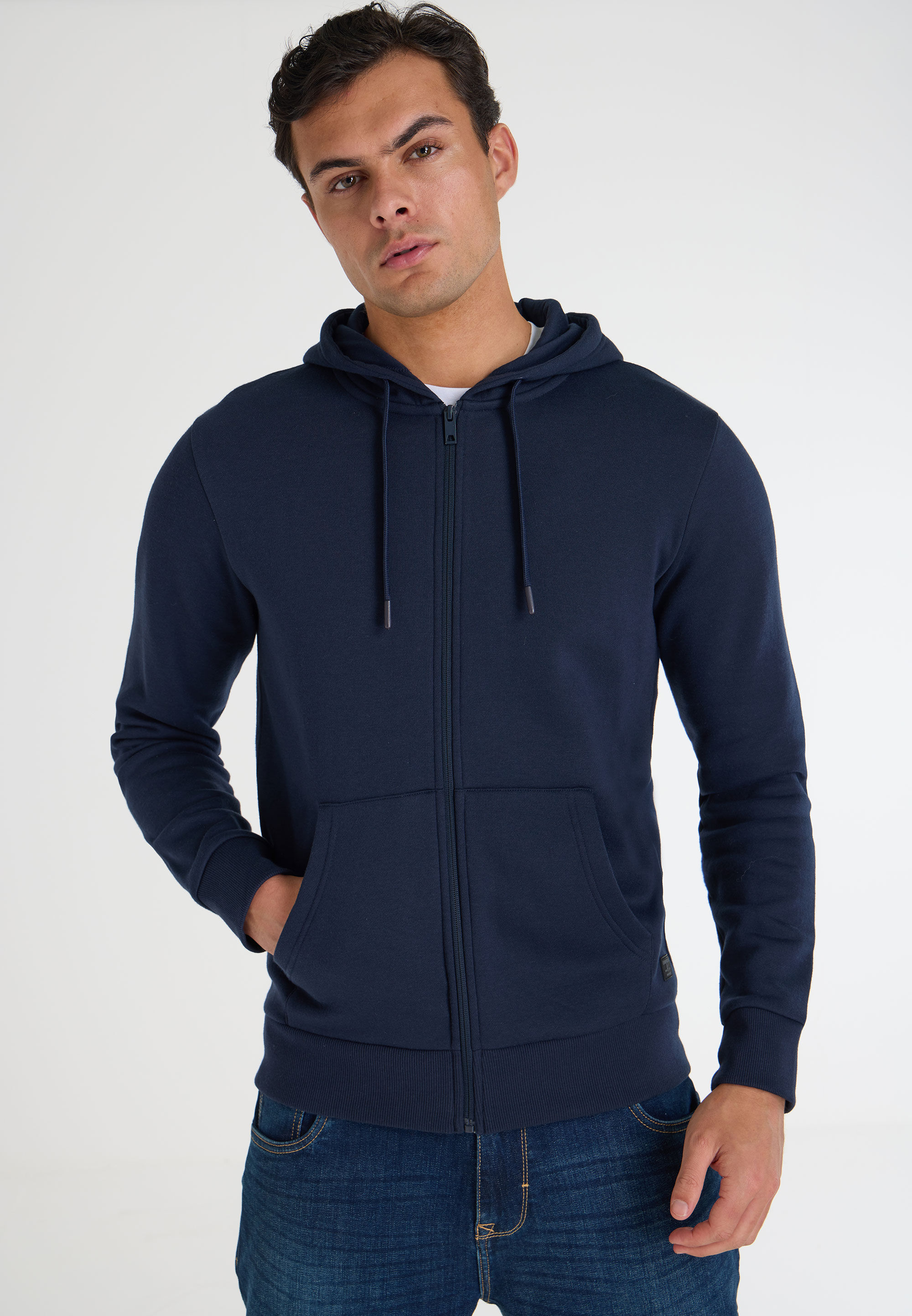 Mens Navy Zip Thru Hoodie
